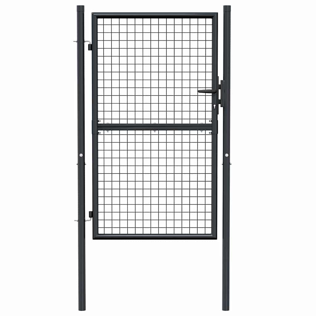 Maschen-Gartentor verzinkter Stahl 100 x 75 cm Grau