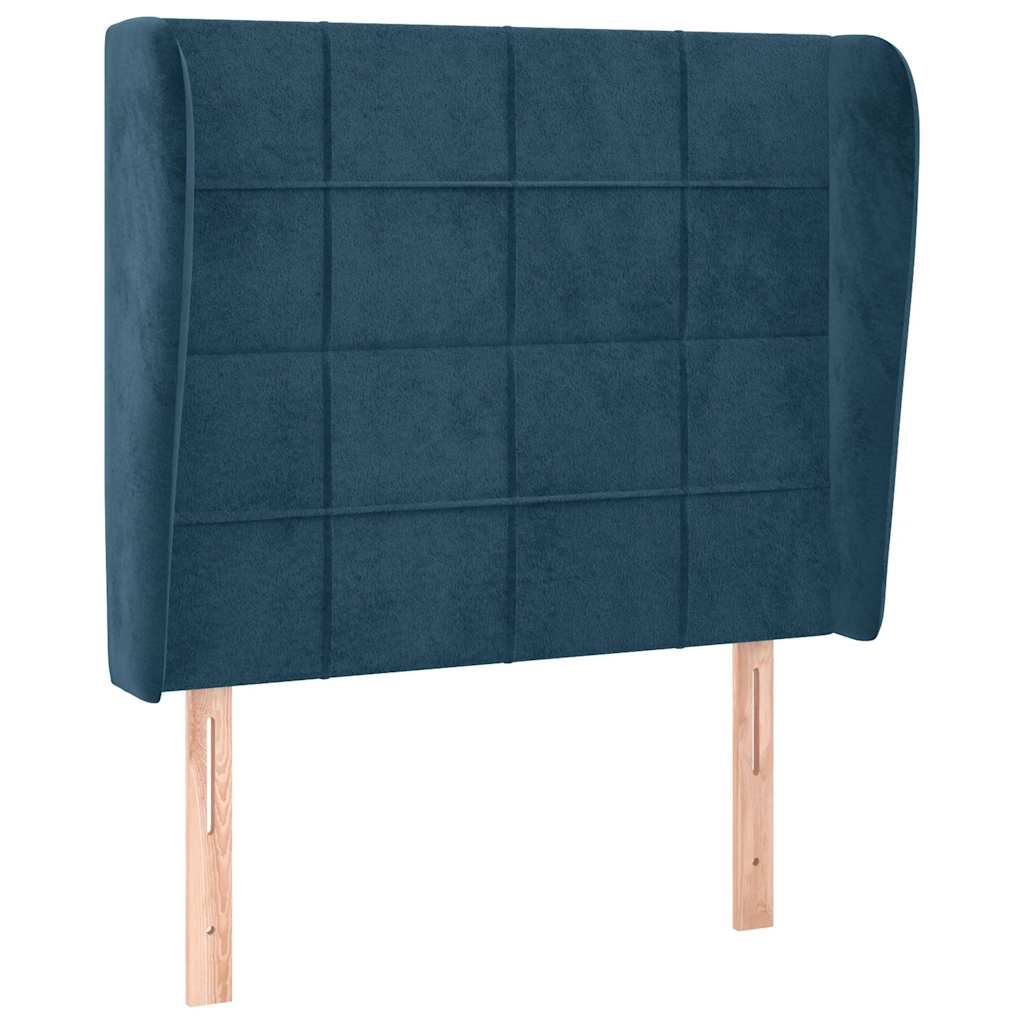 Kopfteil mit Ohren Dunkelblau 93x23x78/88 cm Samt