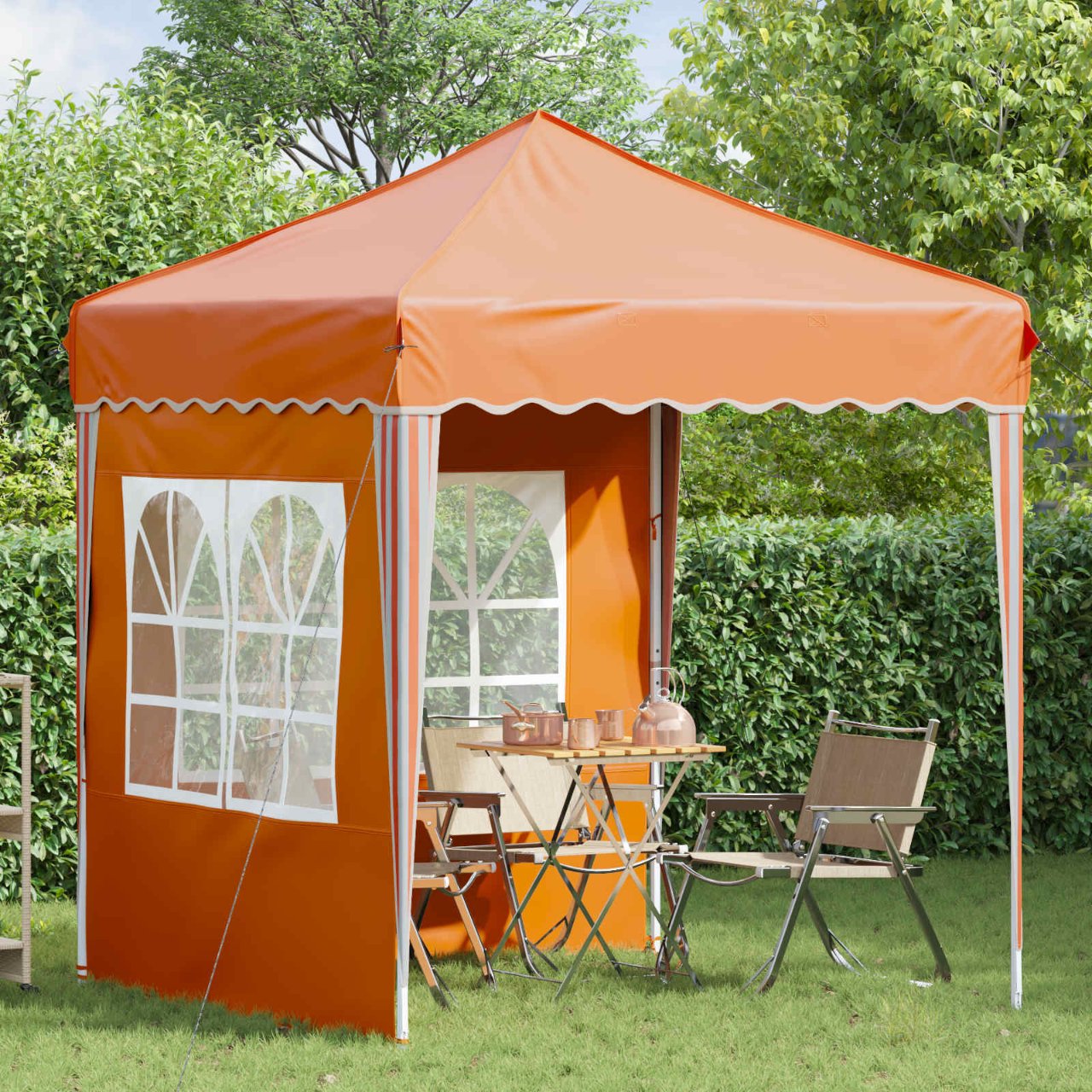 Pop-up Partyzelt 195 x 195 x 245 cm Creme Oxford-Stoff