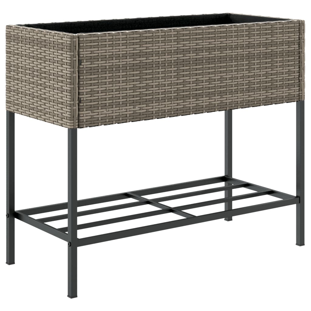 Hochbeete mit Ablage 2 Stk. Schwarz 70x28x70 cm Poly Rattan