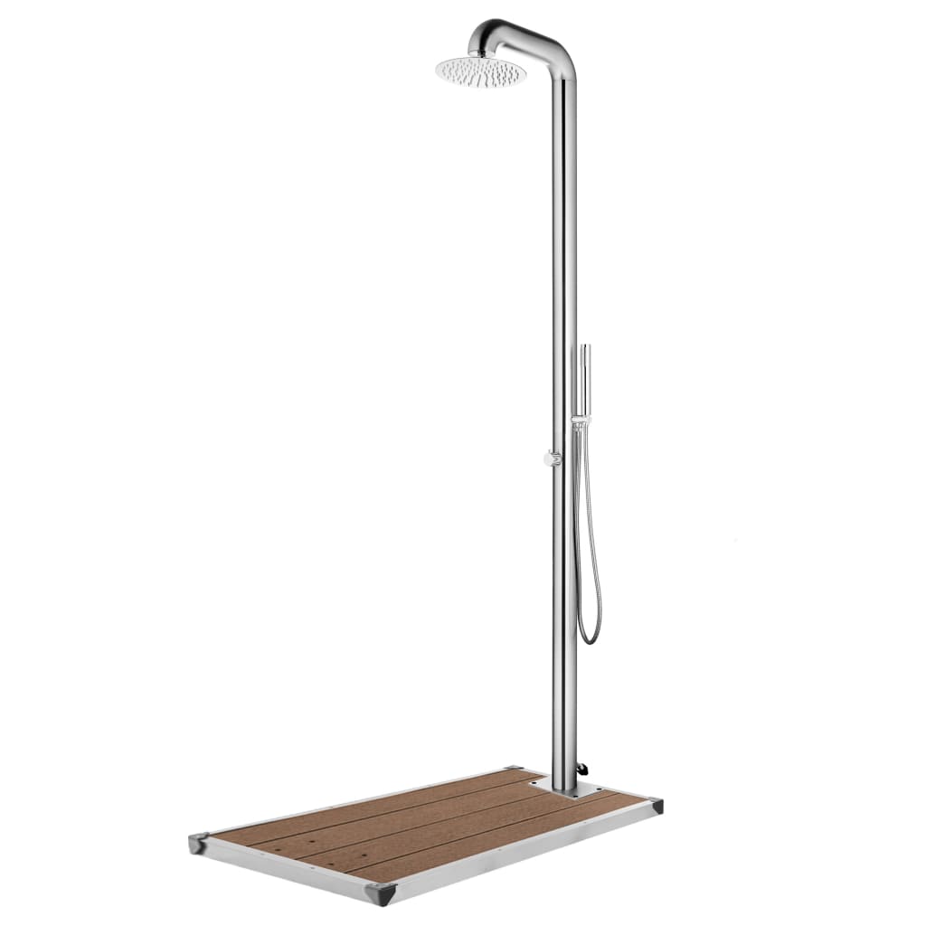 Gartendusche mit Grauer Bodenplatte 230 cm Edelstahl