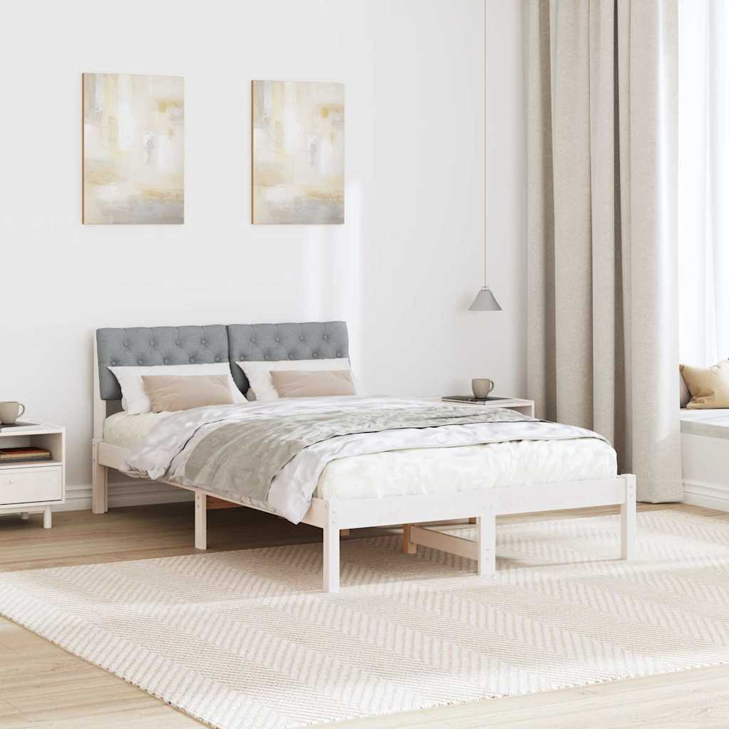 Bettgestell Braun und hellgrau 200 x 200 cm Massivholz Kiefer