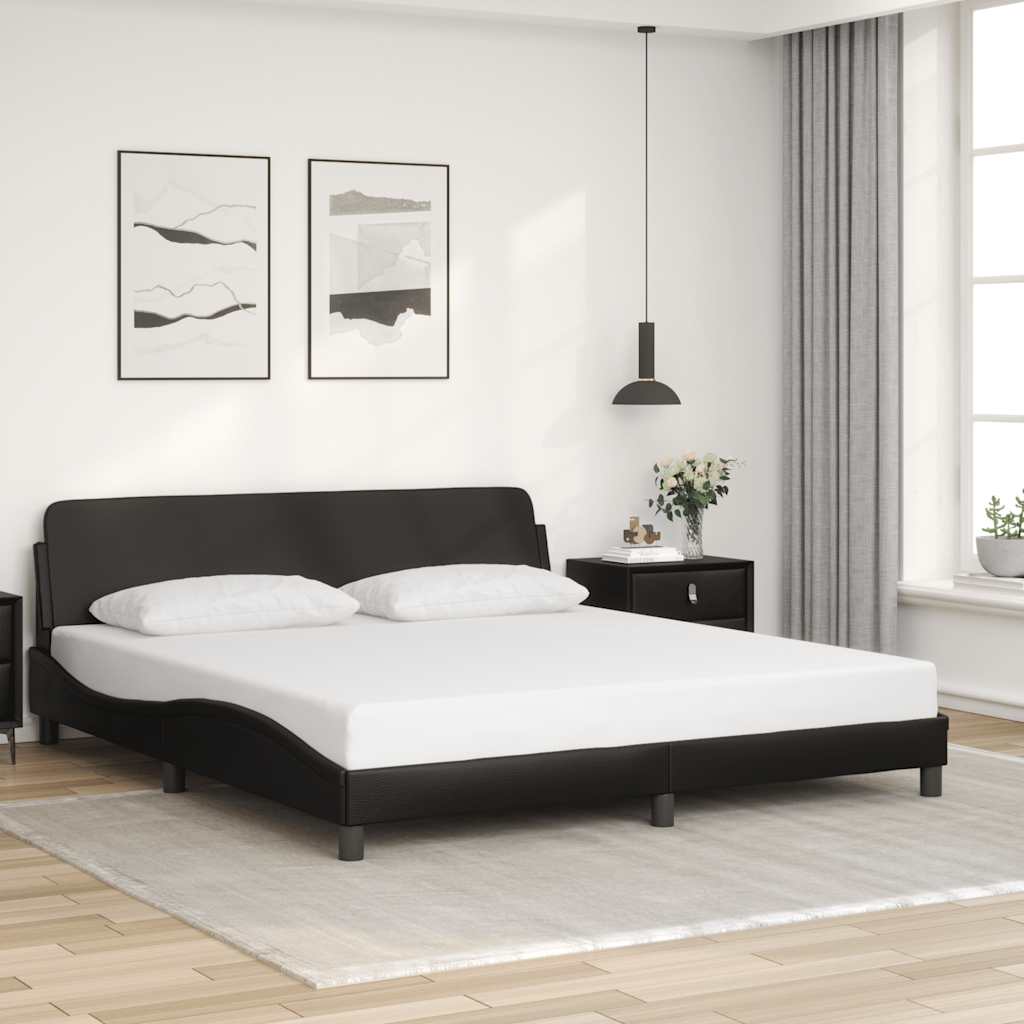 Bettgestell Dover Schwarz-Weiß 90x190 cm Kunstleder
