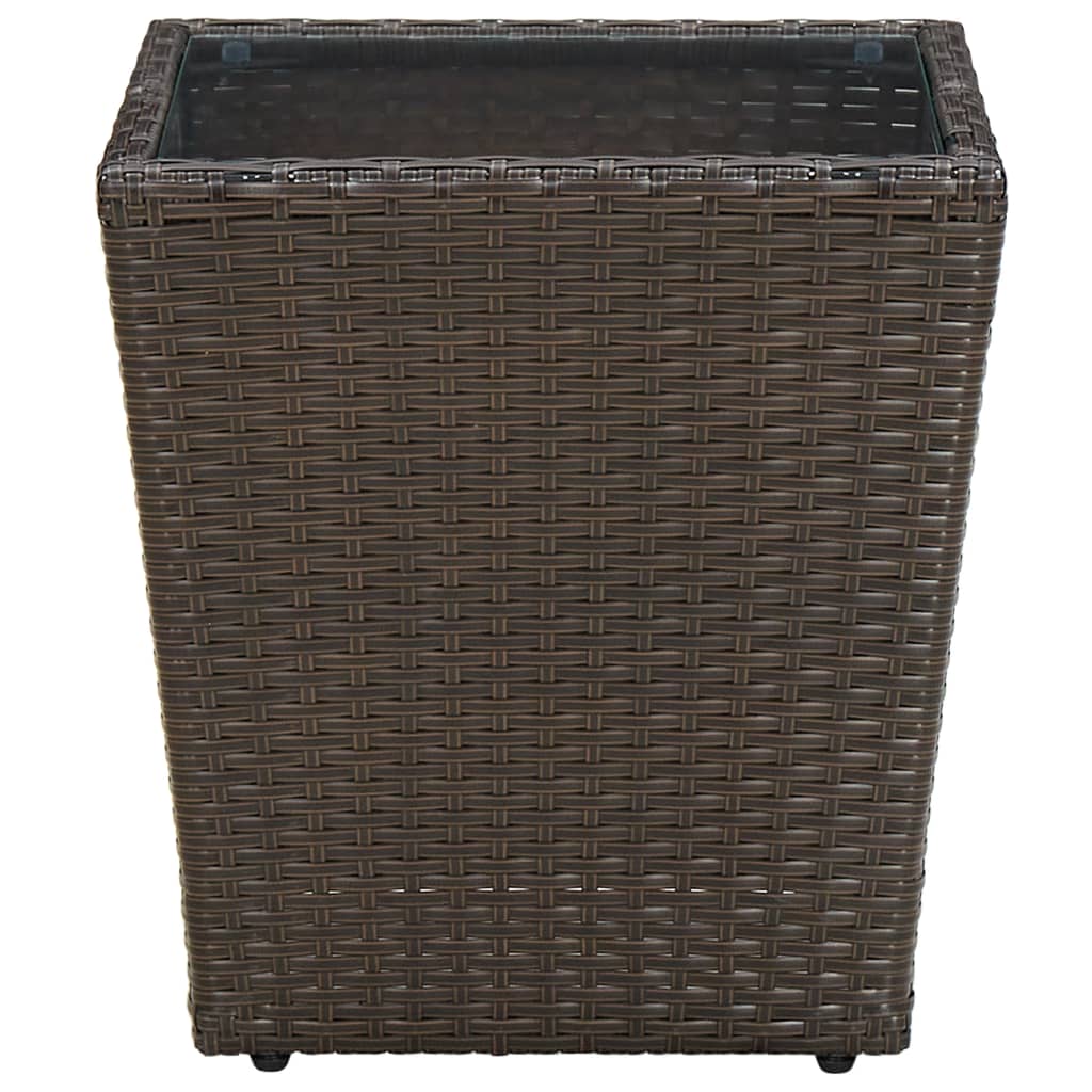Beistelltisch Beige 41,5x41,5x44 cm Poly Rattan und Hartglas