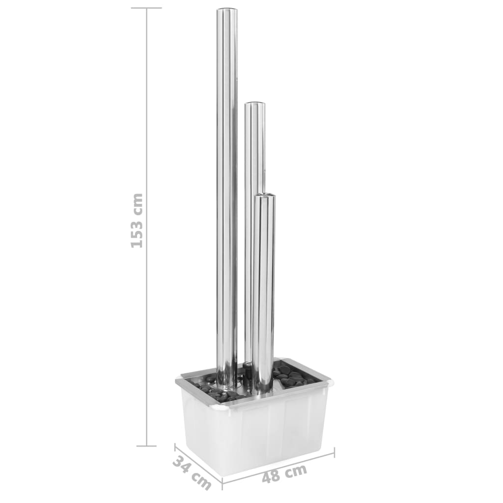Gartenbrunnen Silbern 48x34x88 cm Edelstahl