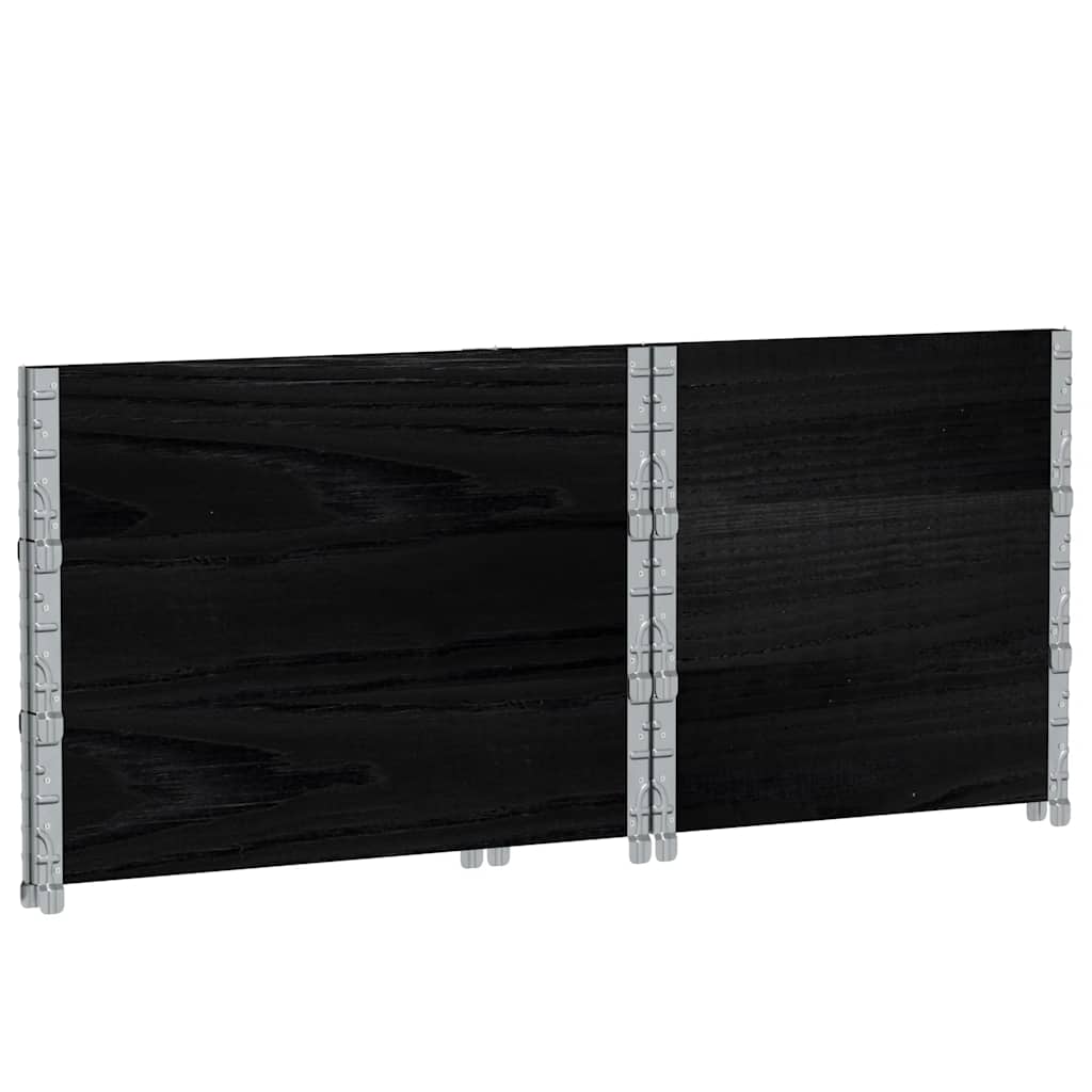 Paletten-Aufsatzrahmen Schwarz 80x60 cm Massivholz Kiefer