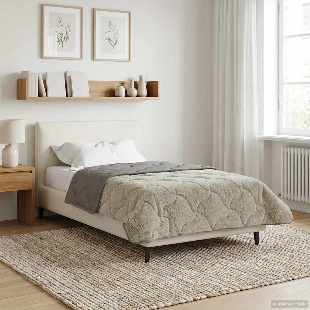 Sommerdecke Anthrazit 135 x 200 cm Mikrofaser und Teddy-Fleece