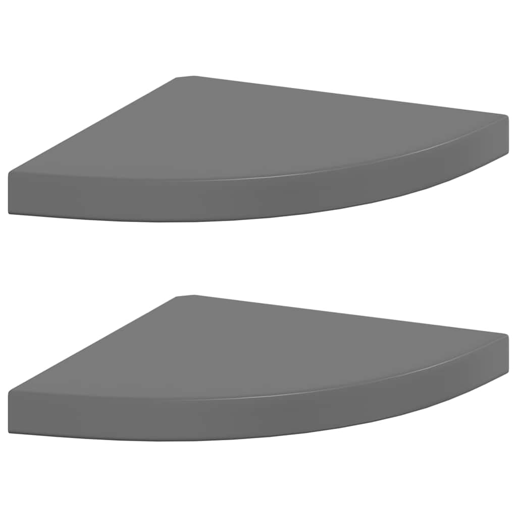 Schwebende Eckregale 2 Stk. Hochglanz-Weiß 25x25x3,8 cm MDF