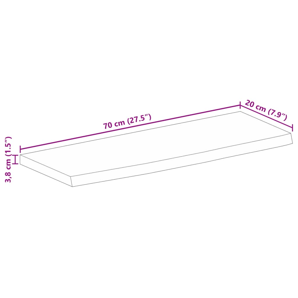 Wandregal 40x20x2,5 cm Rechteckig Massivholz Akazie Baumkante