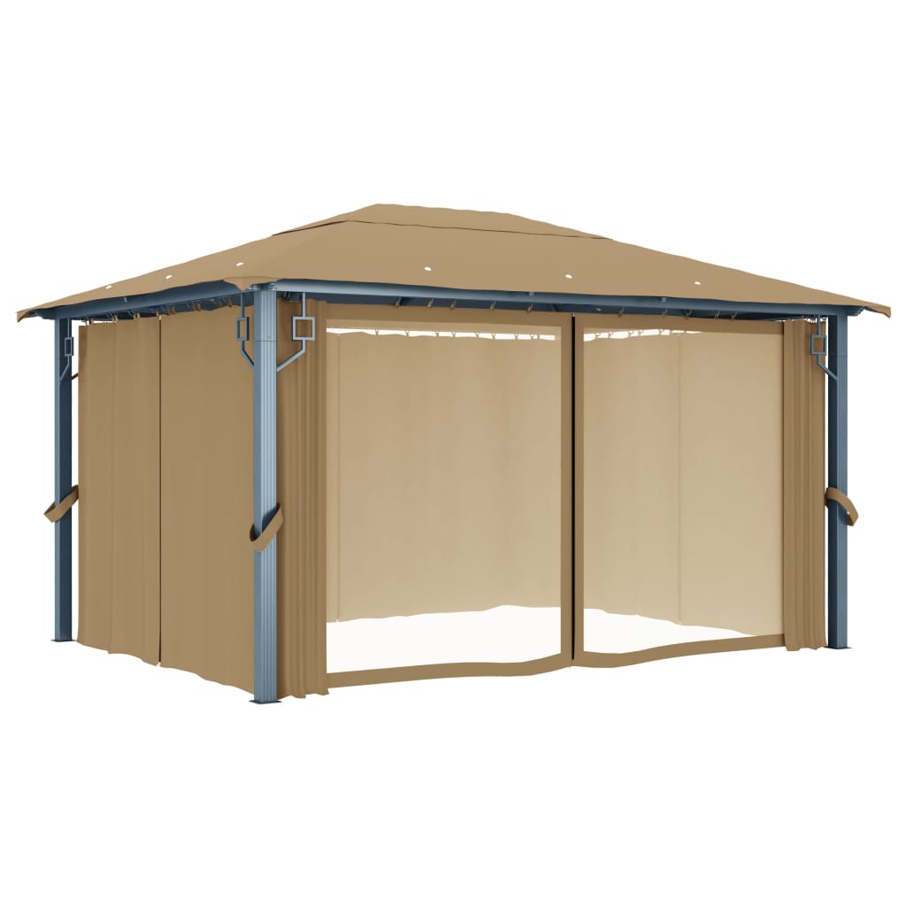 Pavillon mit Vorhang 300x300 cm Taupe Aluminium