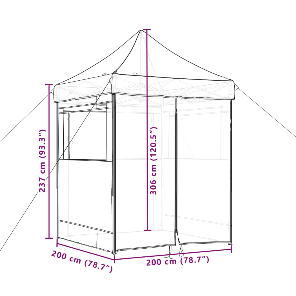 Partyzelt Faltbar Pop-Up Schwarz 200x200x306 cm
