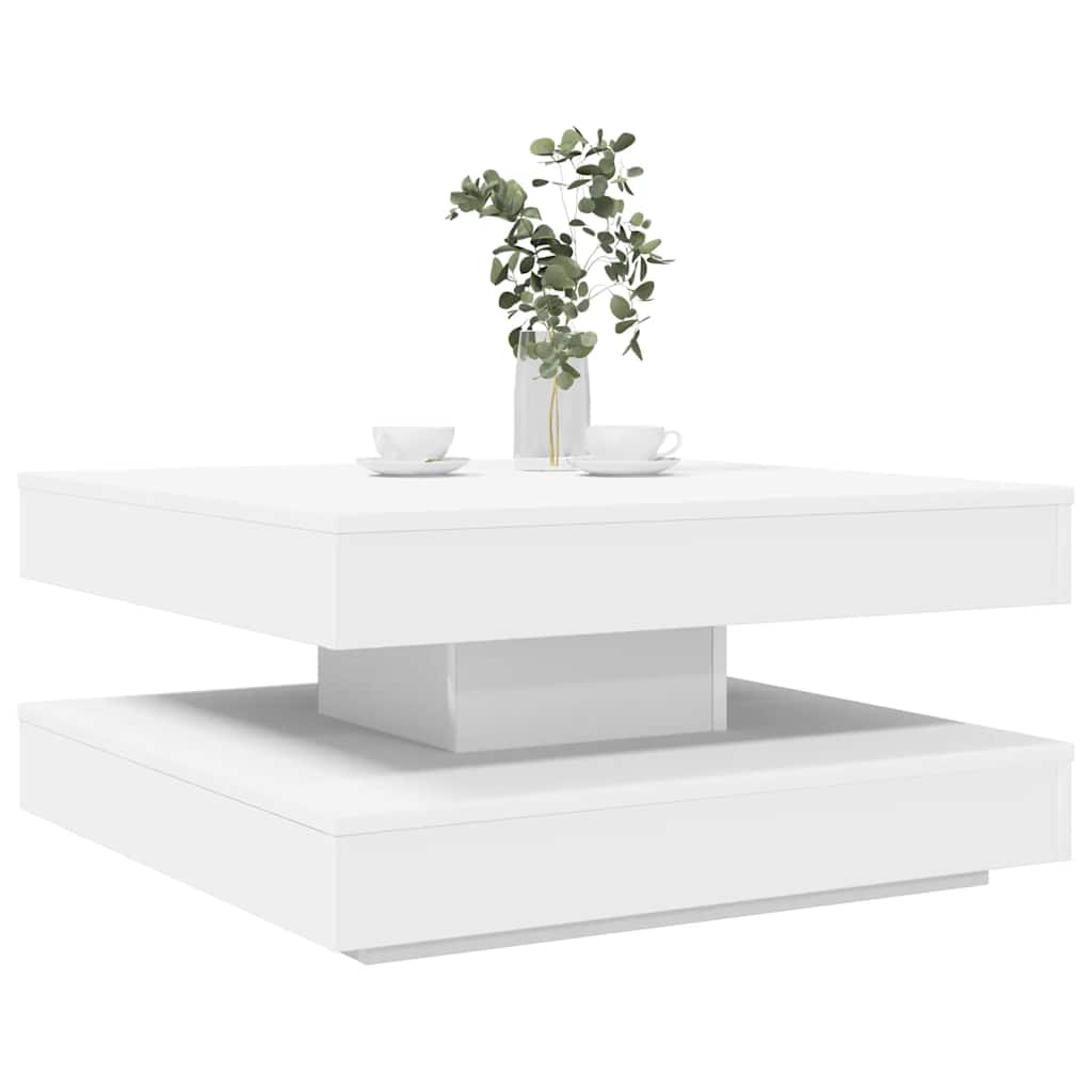 Couchtisch 360-Grad Drehbar Weiß 90x90x34,5 cm