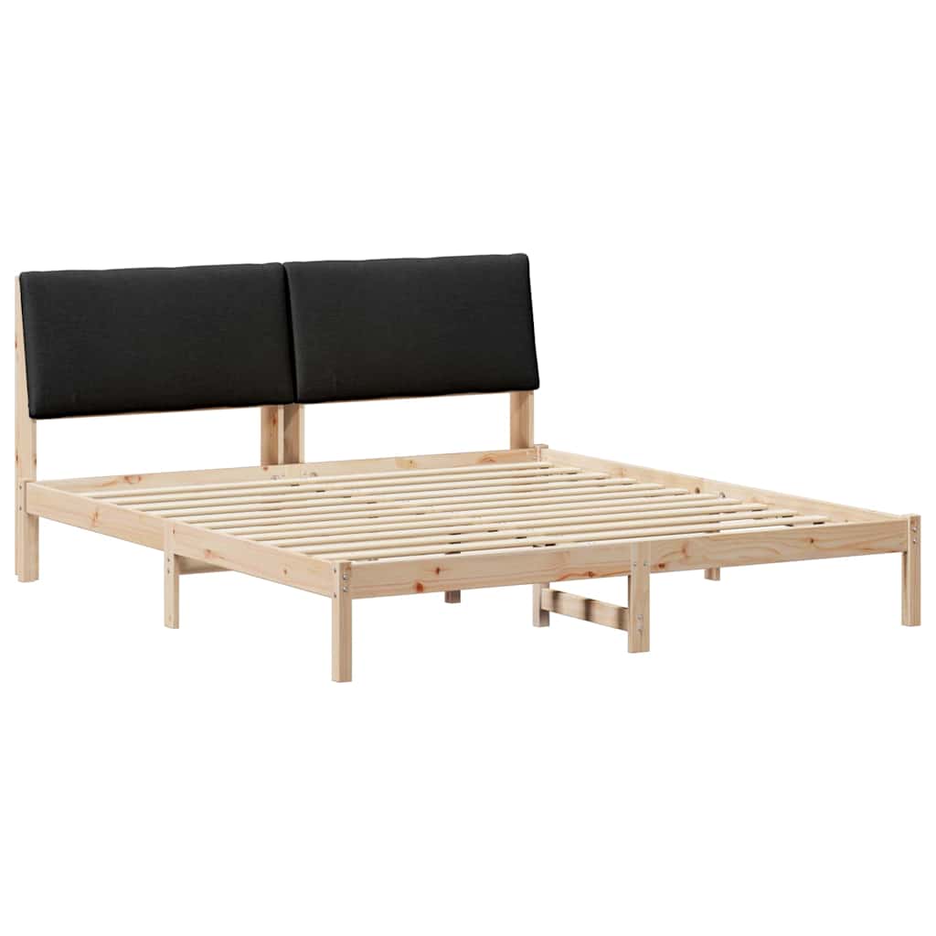 Bettgestell Braun und hellgrau 200 x 200 cm Massivholz Kiefer