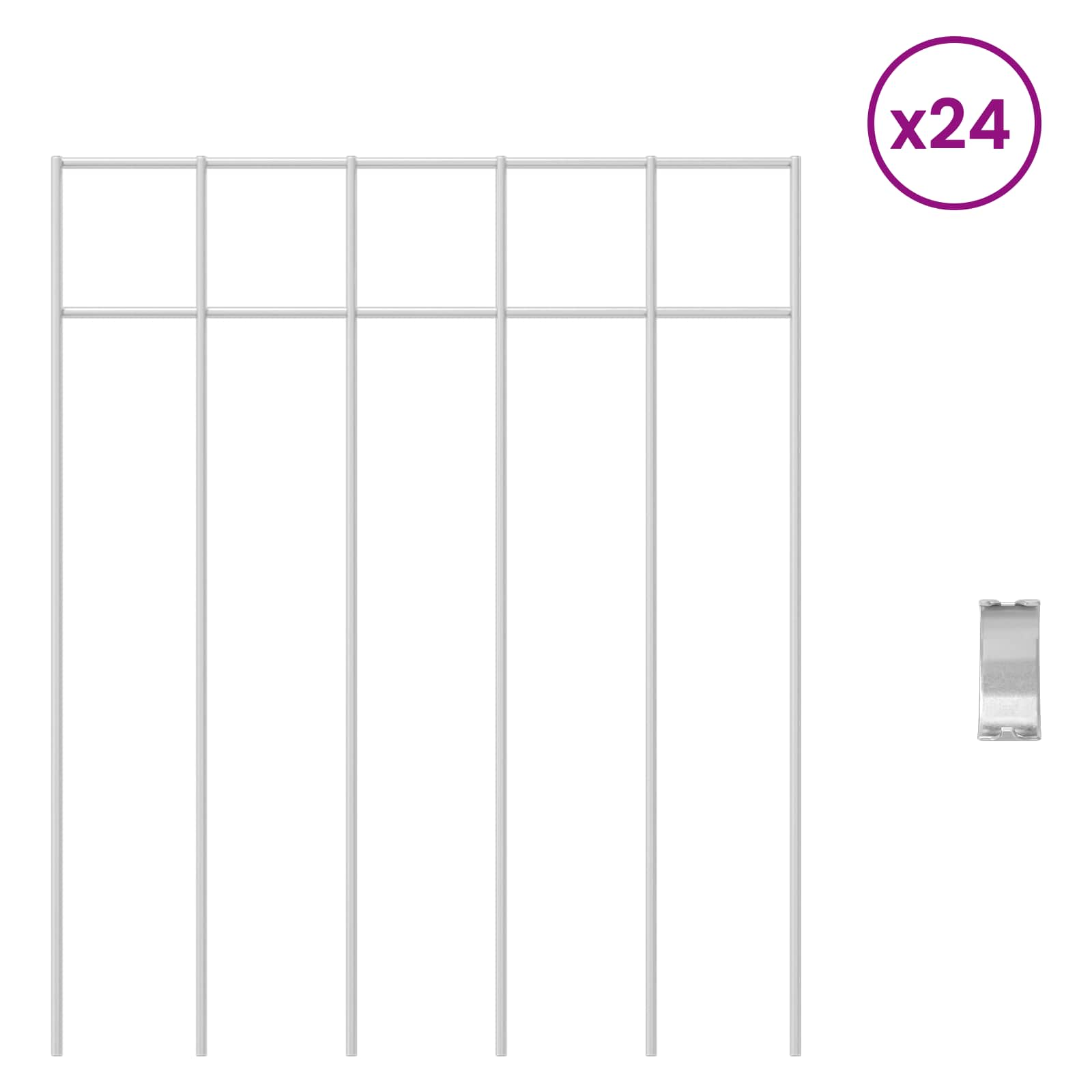 Gartenzaun-Paneel 12 pcs Verzinkter Stahl Silber