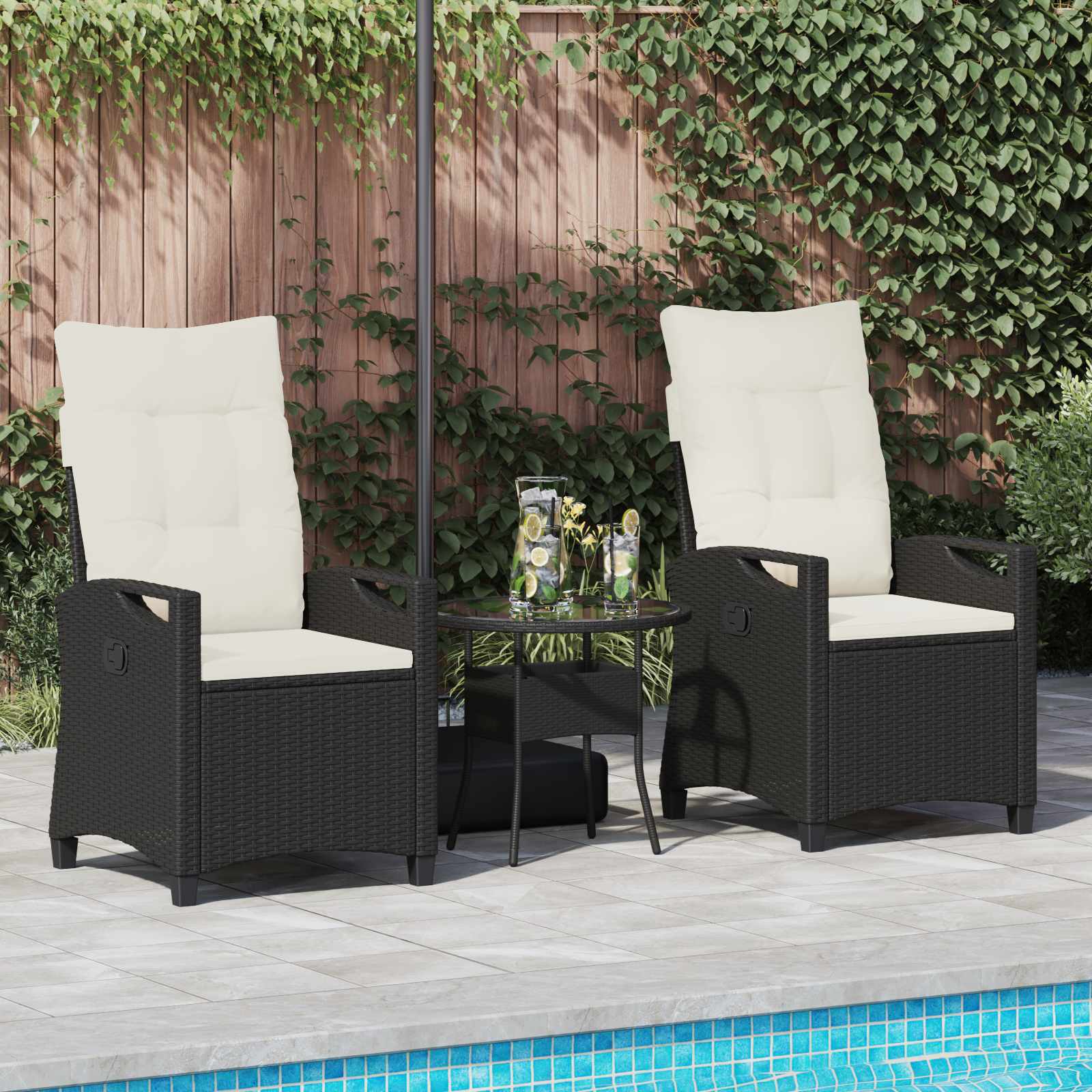 Gartenstuhl 2 pcs Schwarz 56 x 64 x 94 cm Stahl und Polyester