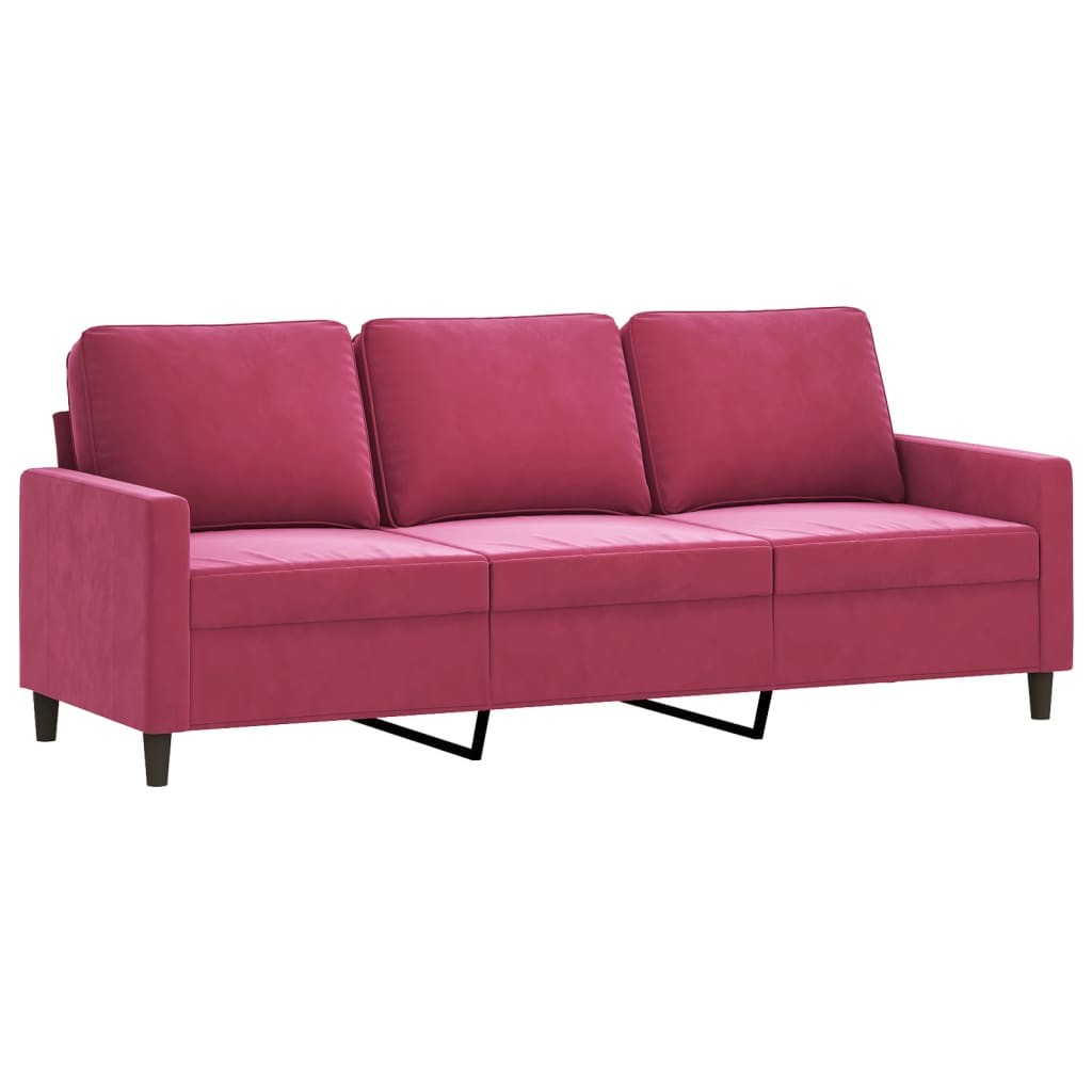 3-tlg. Sofagarnitur mit Kissen Rosa Samt
