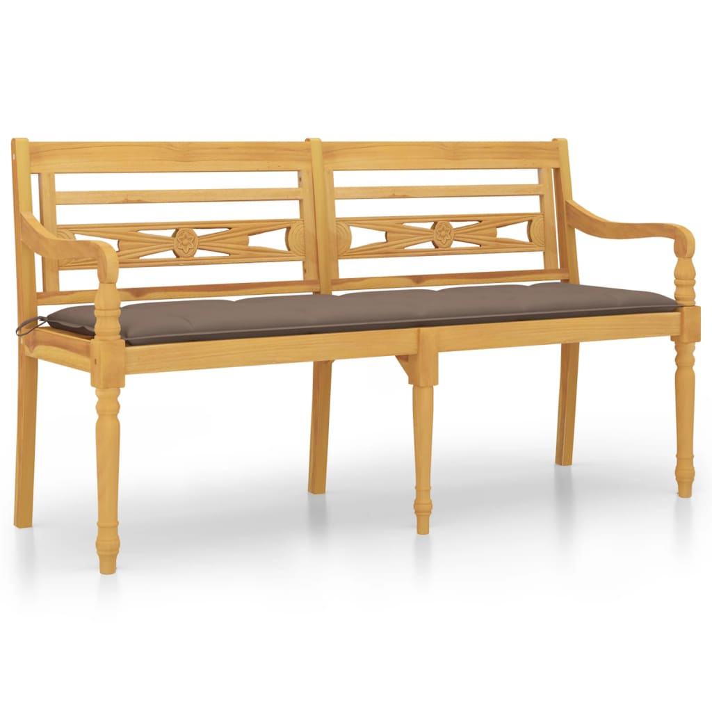 Batavia-Bank mit Anthrazit Kissen 150 cm Massivholz Teak