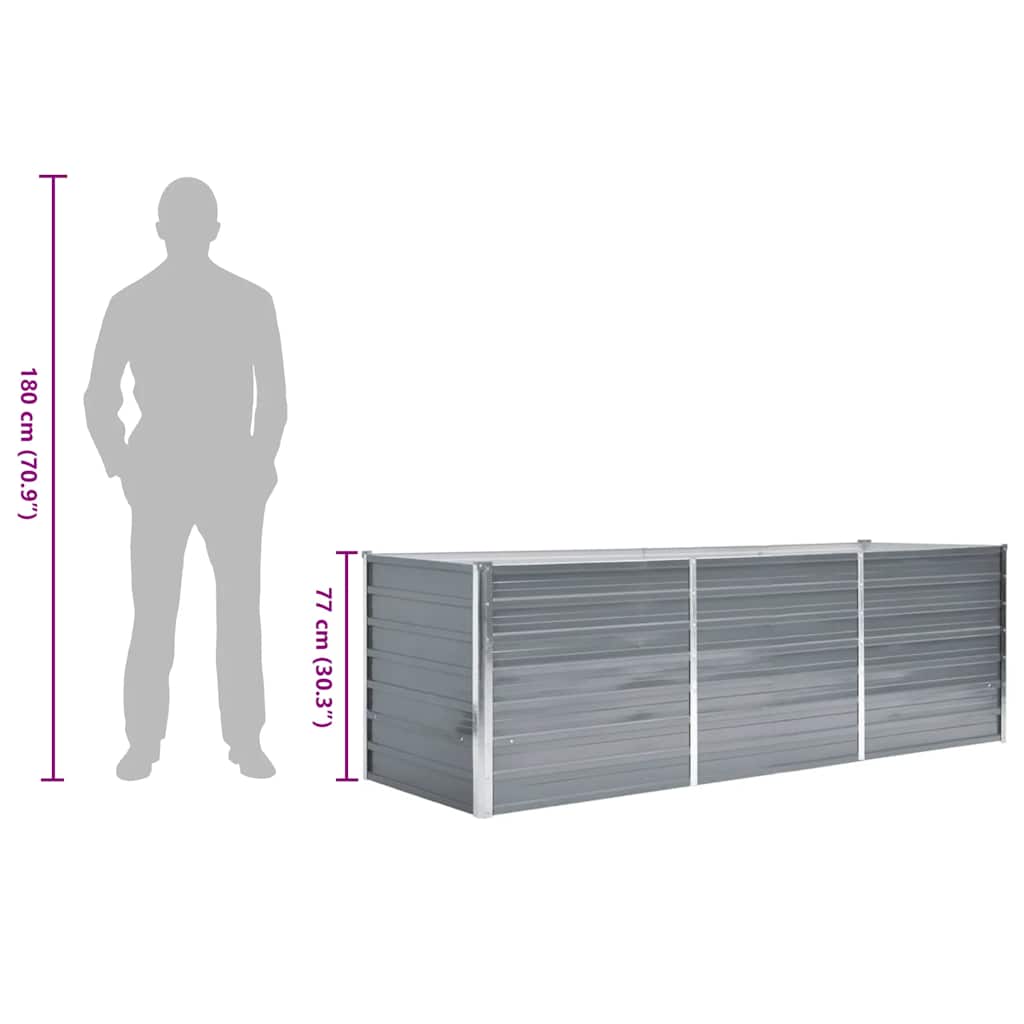 Hochbeet 160 x 80 x 77 cm Verzinkter Stahl Grau
