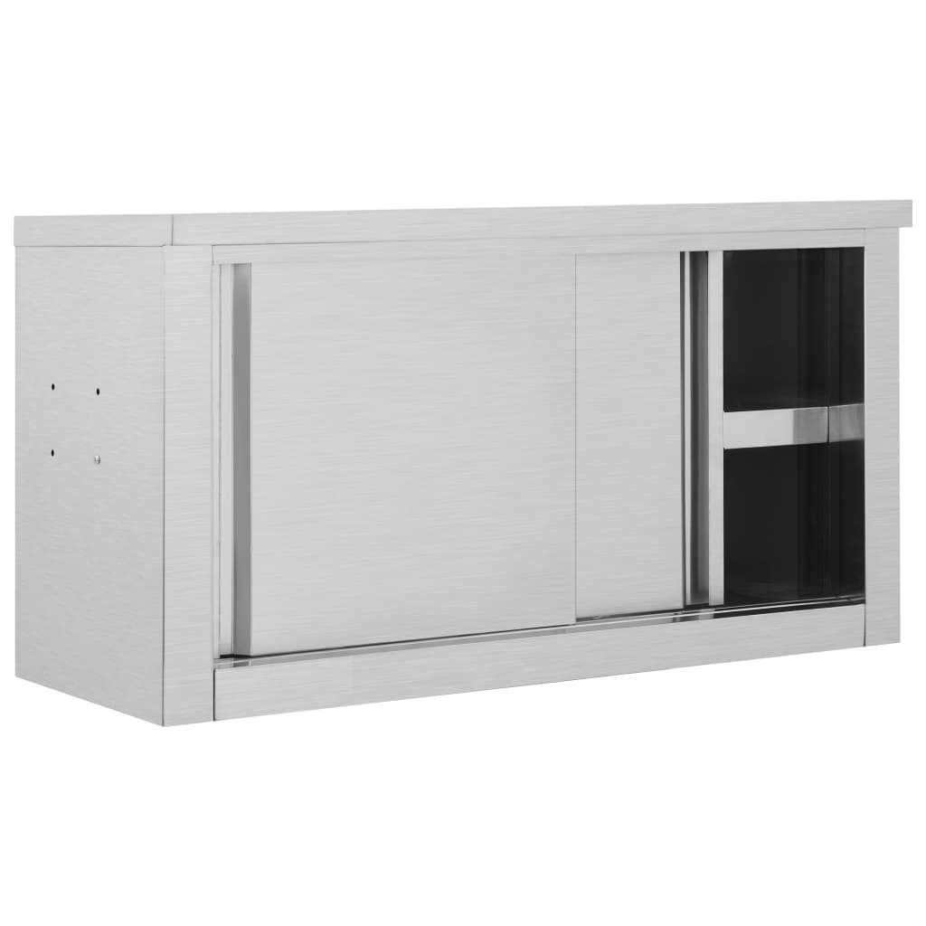 Wandhängeschrank mit Schiebetüren 150×40×50 cm Edelstahl