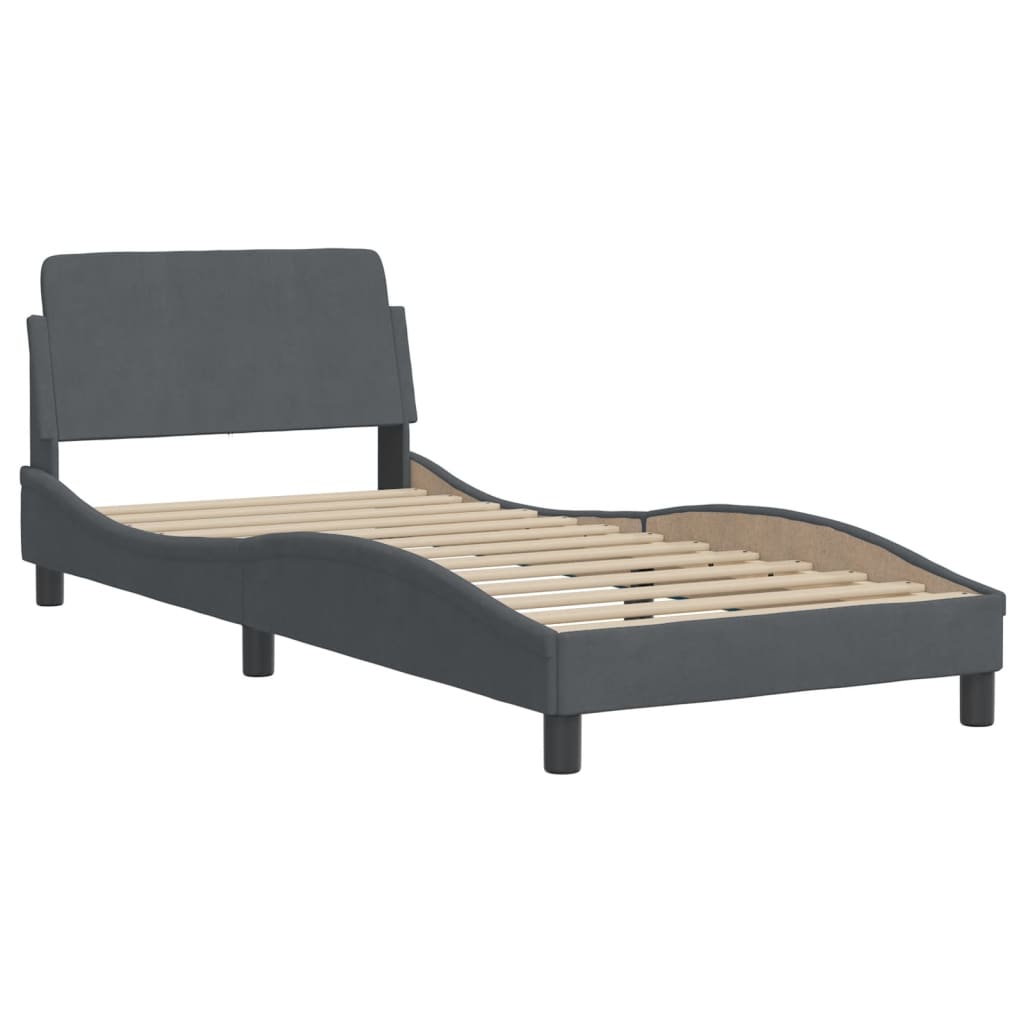 Bett mit Matratze "Hanko" Hellgrau 80x200 cm Samt