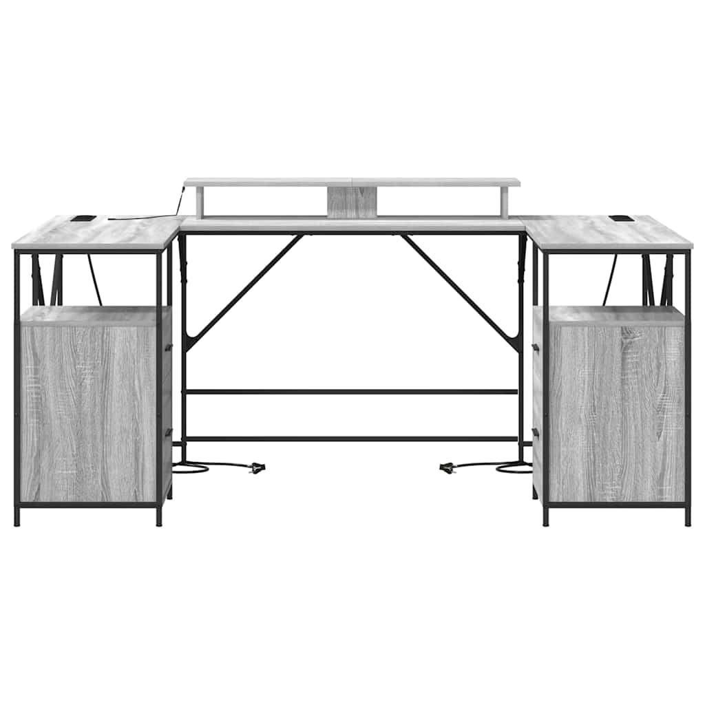 Schreibtisch mit Regal Schwarz Eichen-Optik 182 x 101 x 87,5 cm