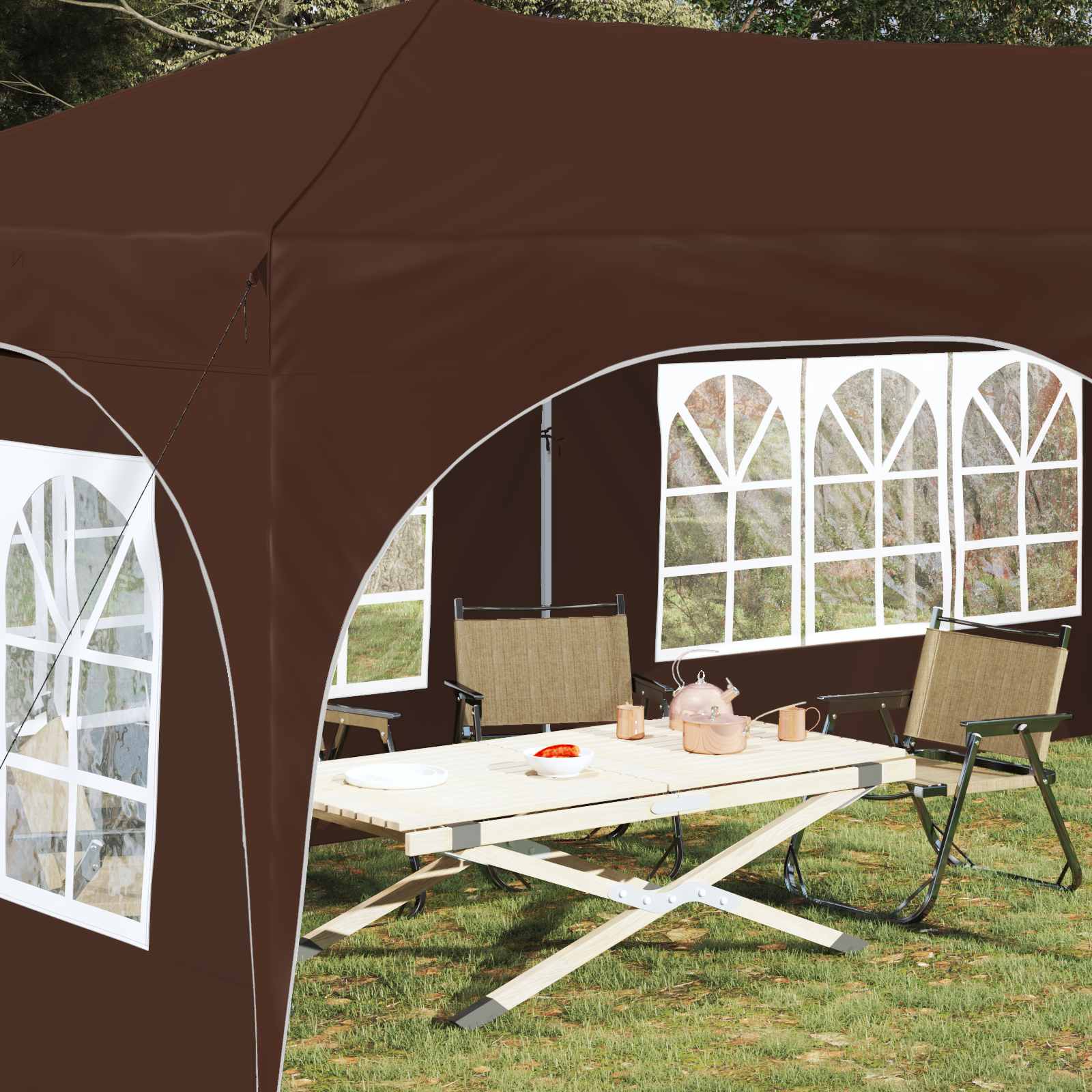 Pop-up Partyzelt 575 x 288 x 245 cm Creme Oxford-Stoff