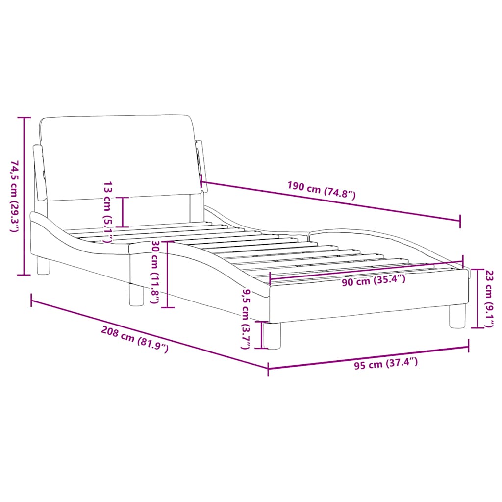 Bettgestell "Dover" Hellgrau 80x200 cm Samt