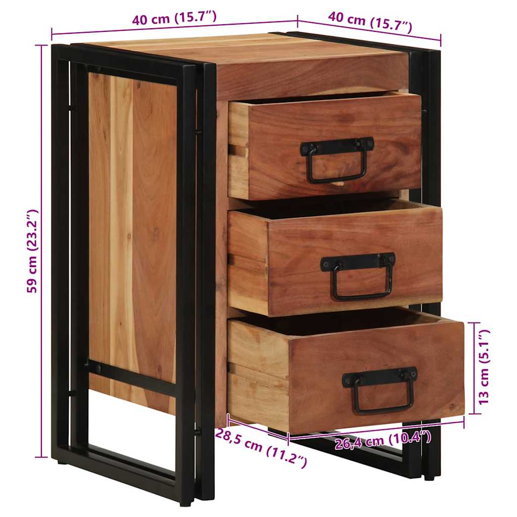 Nachttisch Braun 40 x 40 x 59 cm Massivholz Mango