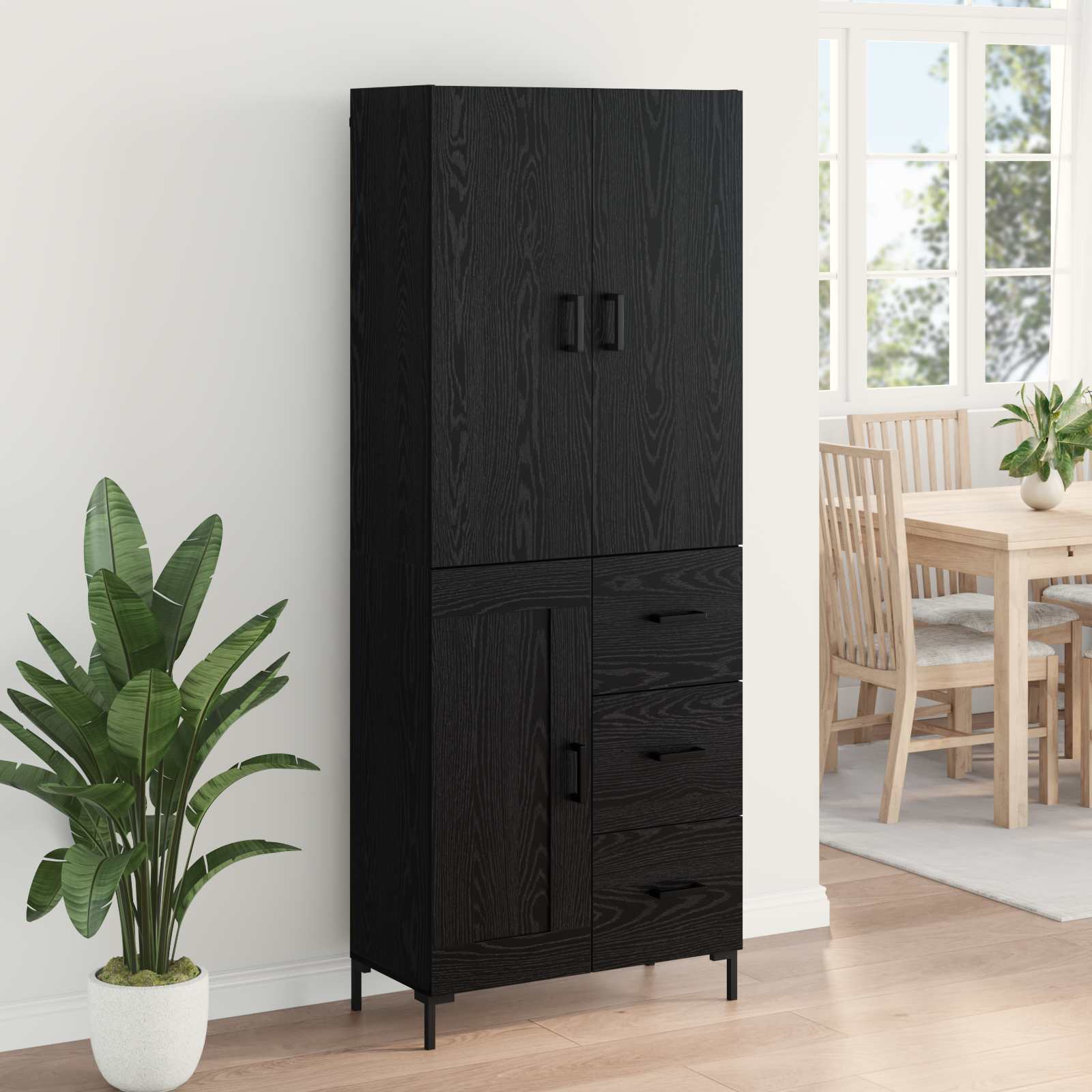 Highboard Betongrau 69,5x34x180 cm Holzwerkstoff