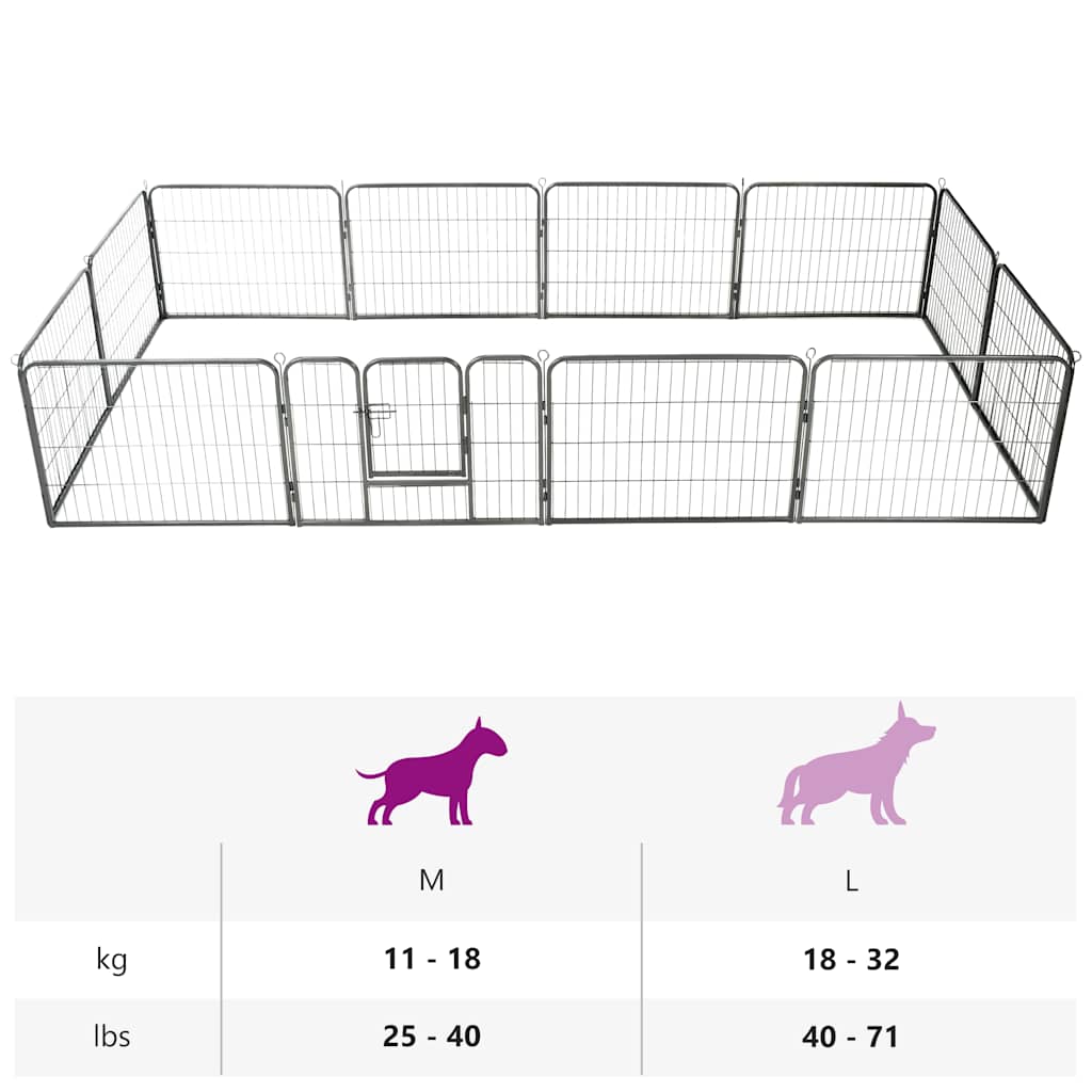 Hunde-Laufgitter 8 Paneele Stahl 60 x 80 cm Schwarz