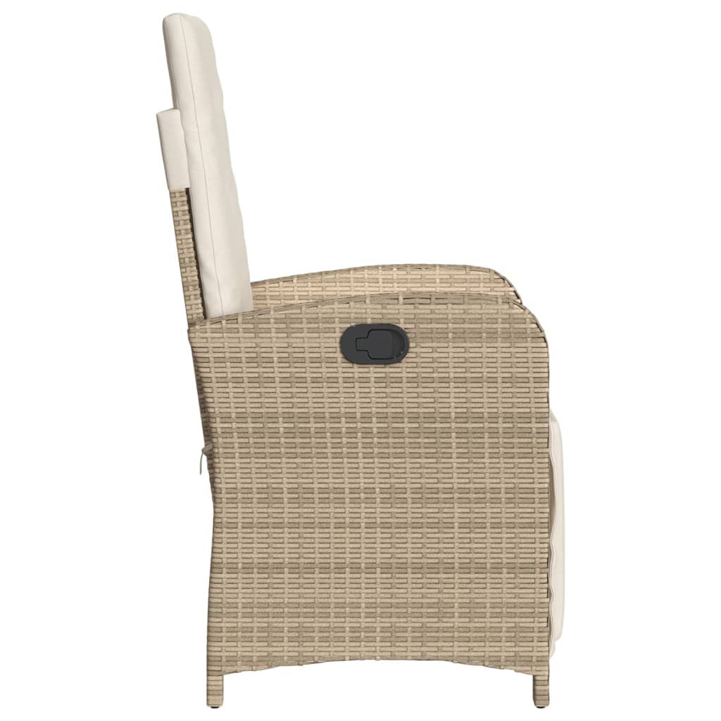 Gartensessel mit Fußteil Verstellbar Schwarz Poly Rattan