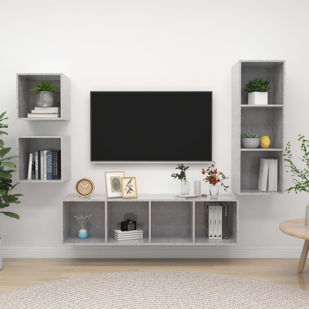 4-tlg. TV-Schrank-Set Weiß Holzwerkstoff