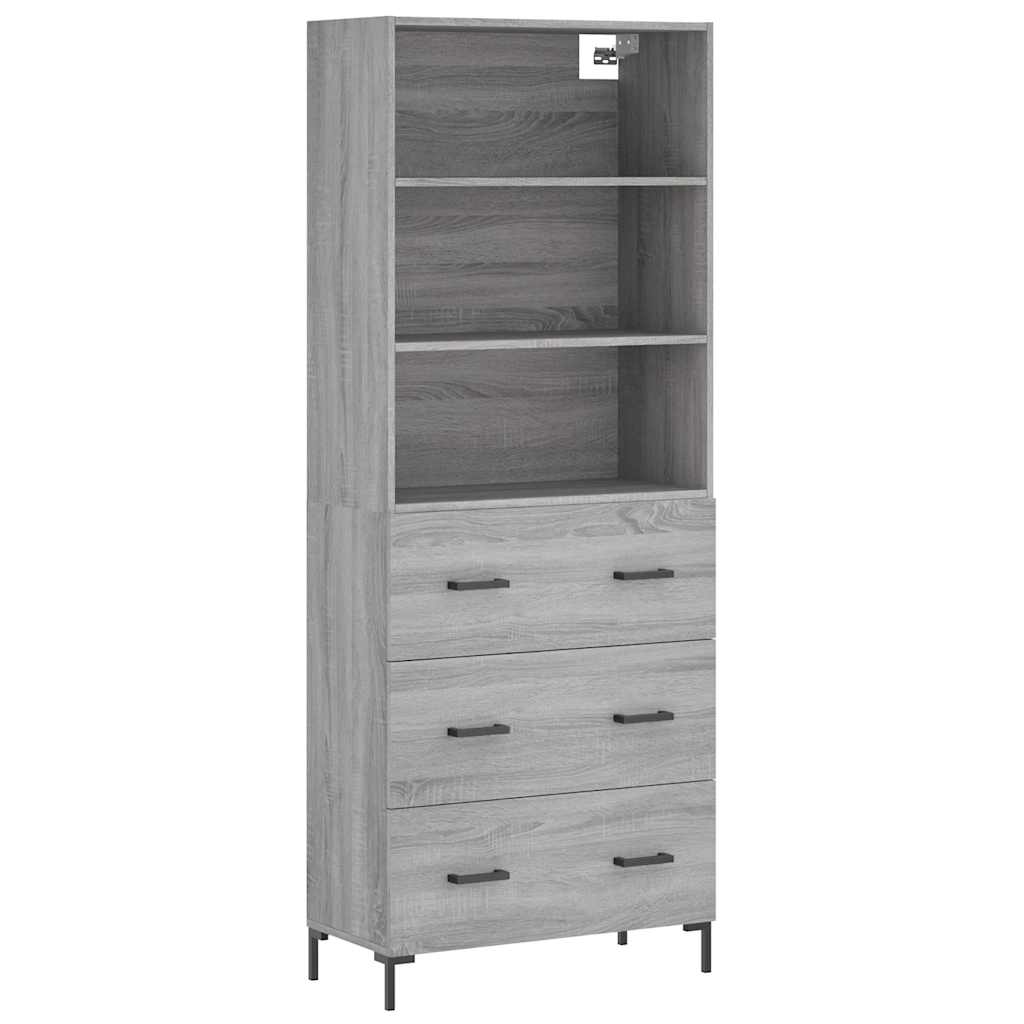 Highboard Hochglanz-Weiß 69,5x34x180 cm Holzwerkstoff