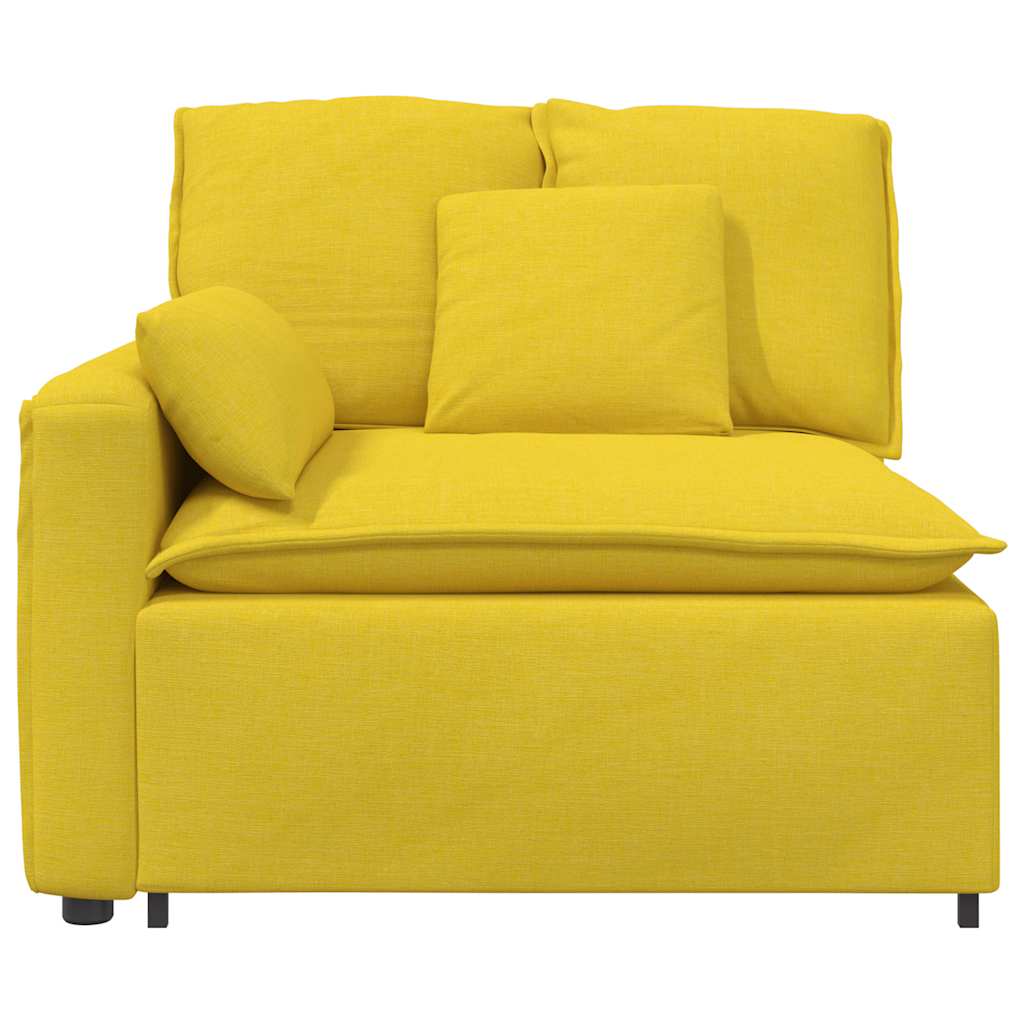 Modulares Sofa Endmodul mit Armlehne Kissen Hellgrau 100 cm