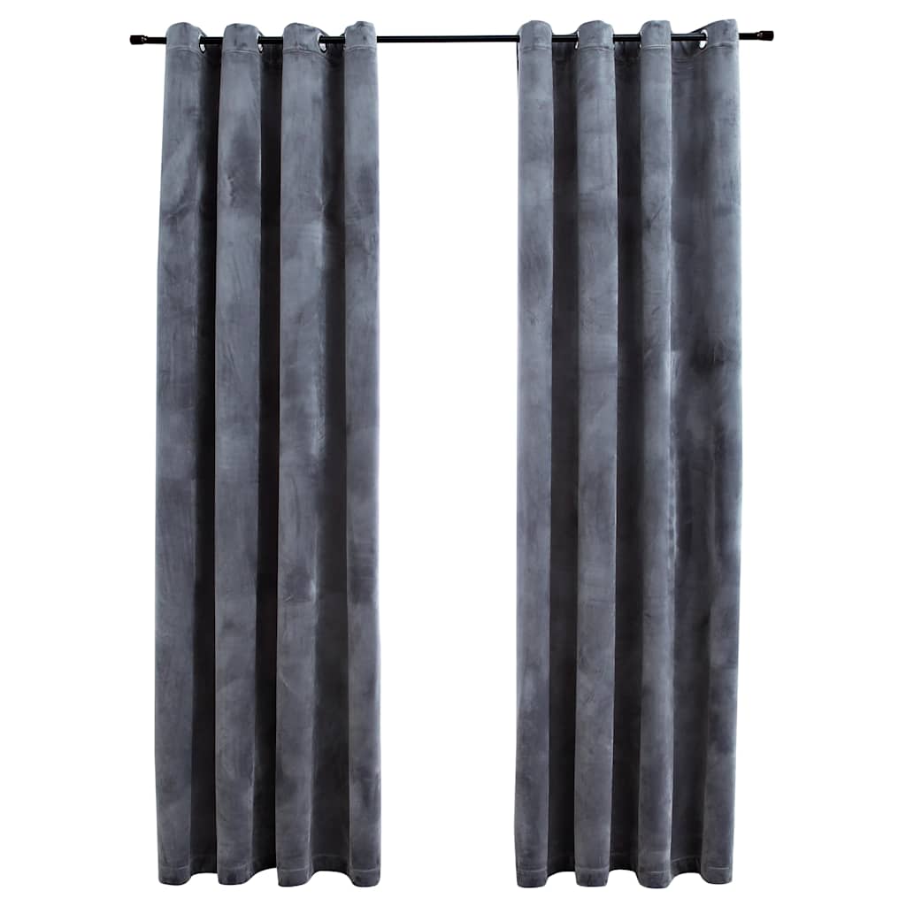 Verdunkelungsvorhänge mit Ösen 2 Stk. Samt Schwarz 140x175 cm