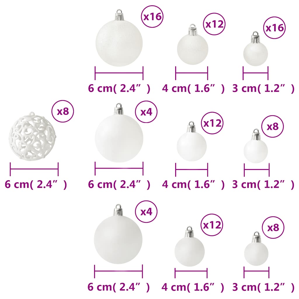 100-tlg. Weihnachtskugel-Set Weiß