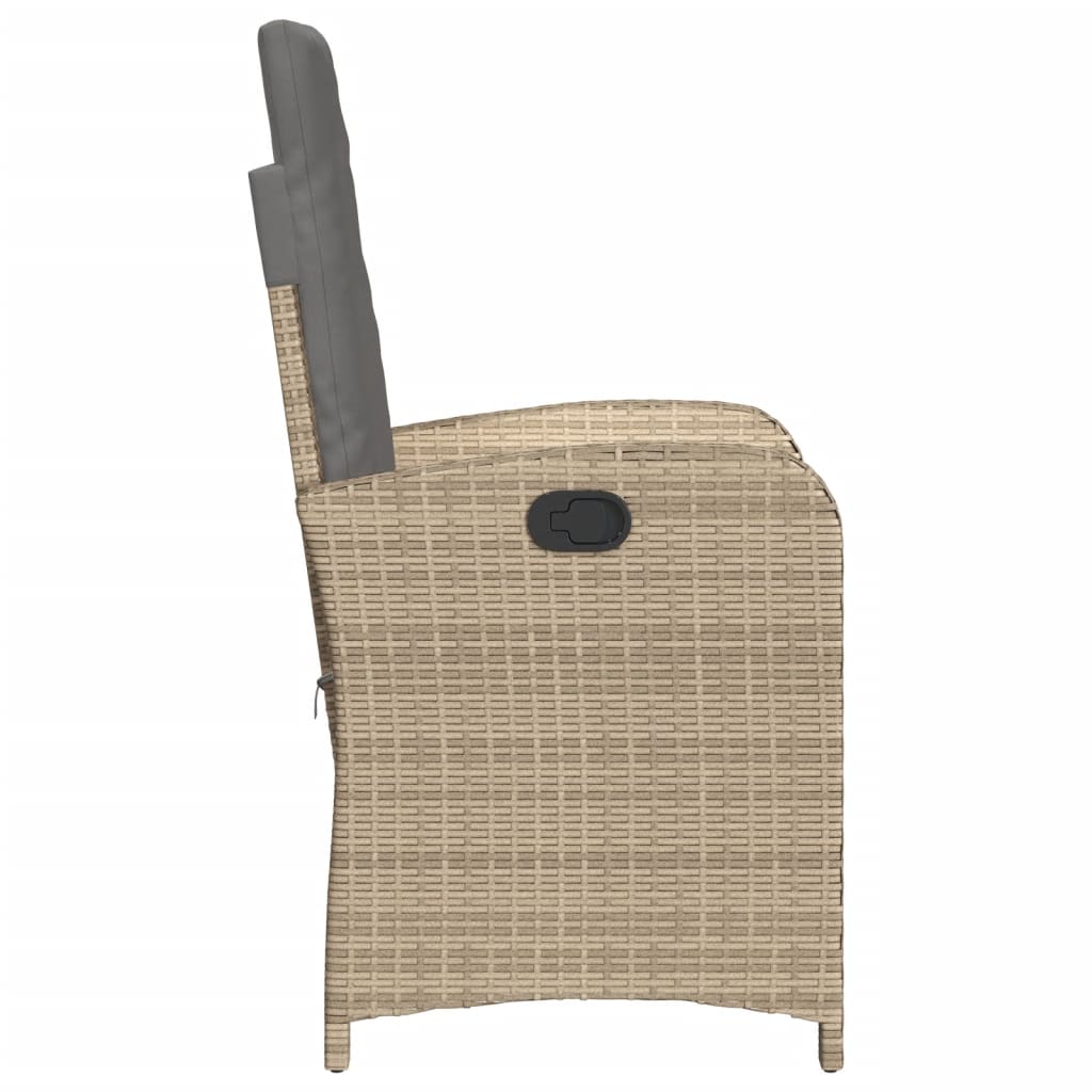 Gartensessel Verstellbar mit Kissen Schwarz Poly Rattan