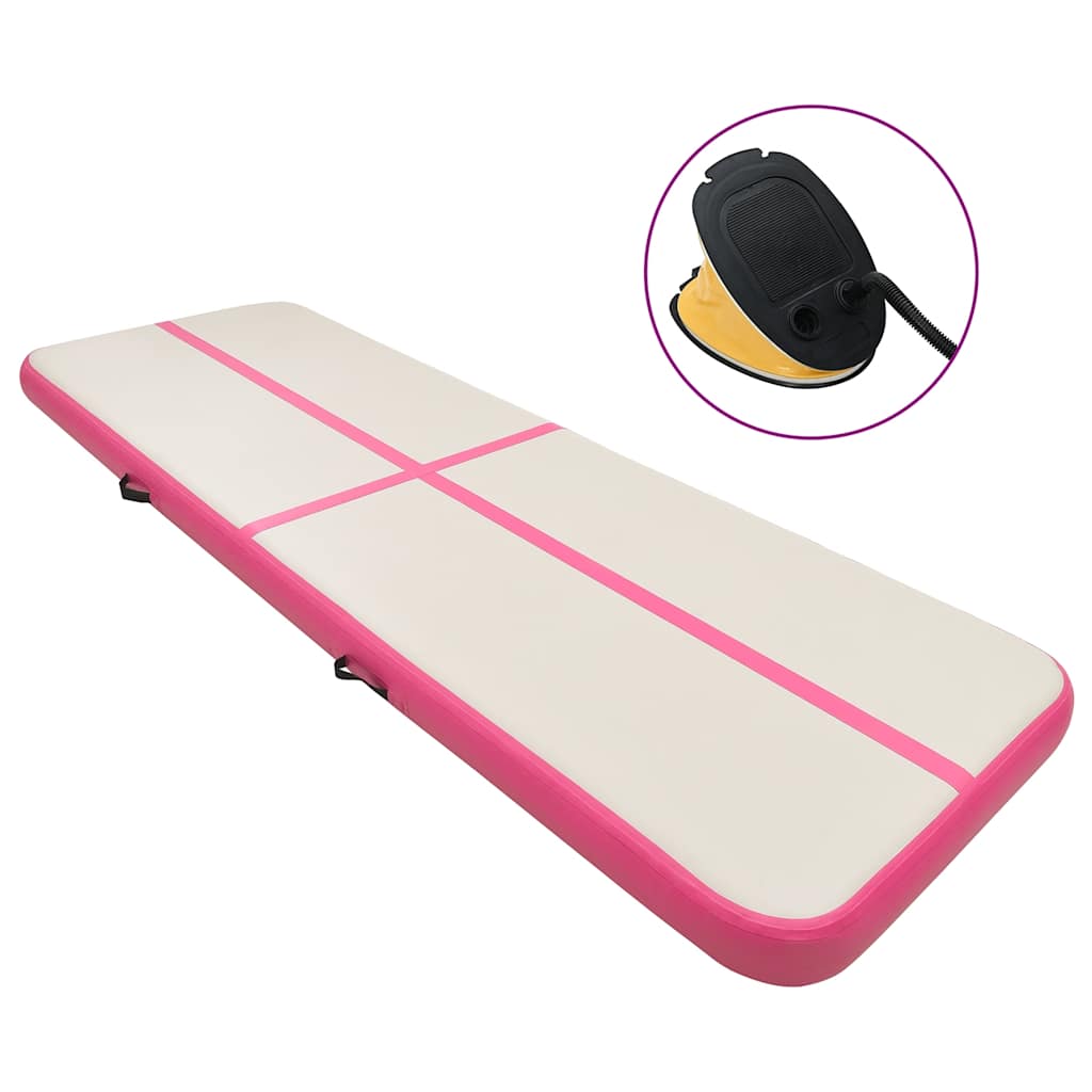 Aufblasbare Gymnastikmatte mit Pumpe 300×100×10 cm PVC Rosa