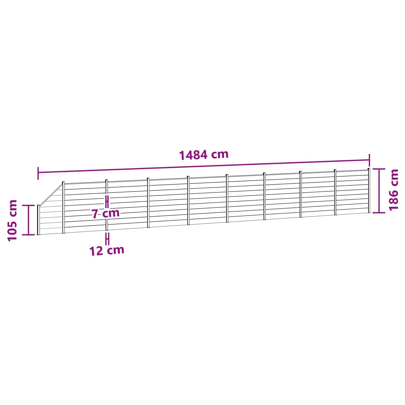 Zaunelement WPC 180x186 cm Schwarz