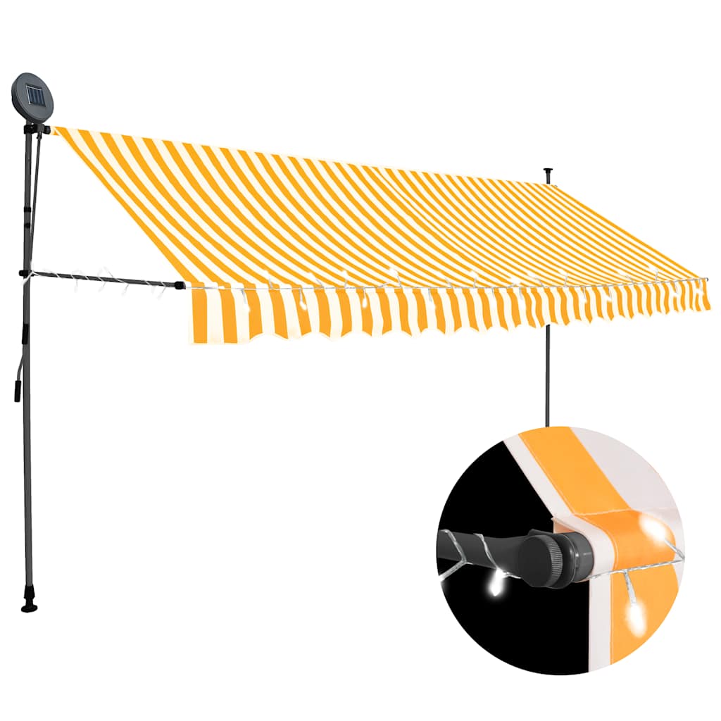 Einziehbare Markise Handbetrieben mit LED 100 cm Blau und Weiß