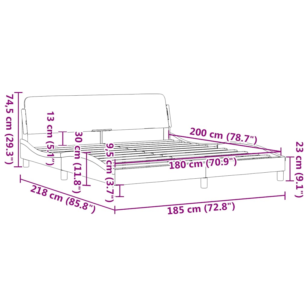 Bettgestell "Dover" Hellgrau 80x200 cm Samt