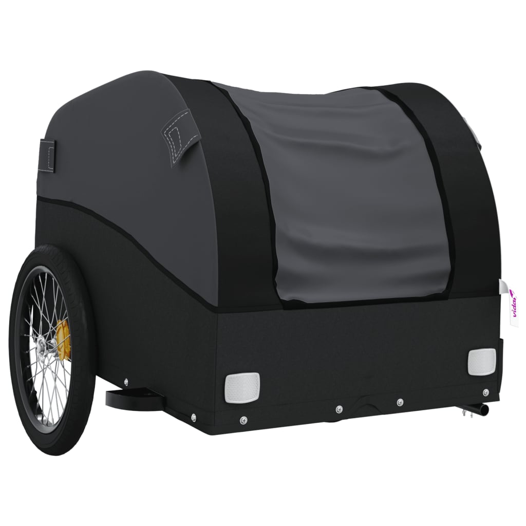 Fahrradanhänger Schwarz und Orange 30 kg Eisen