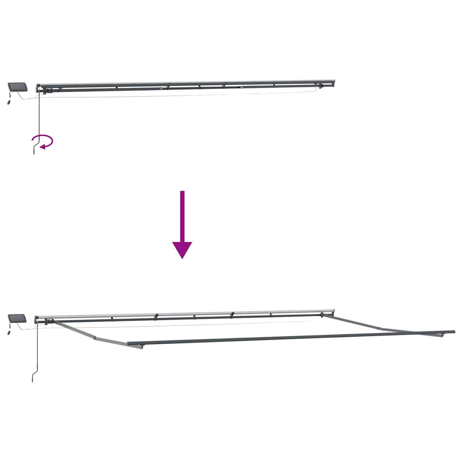 Markise Manuell Einziehbar mit LED 300x250 cm Blau und Weiß