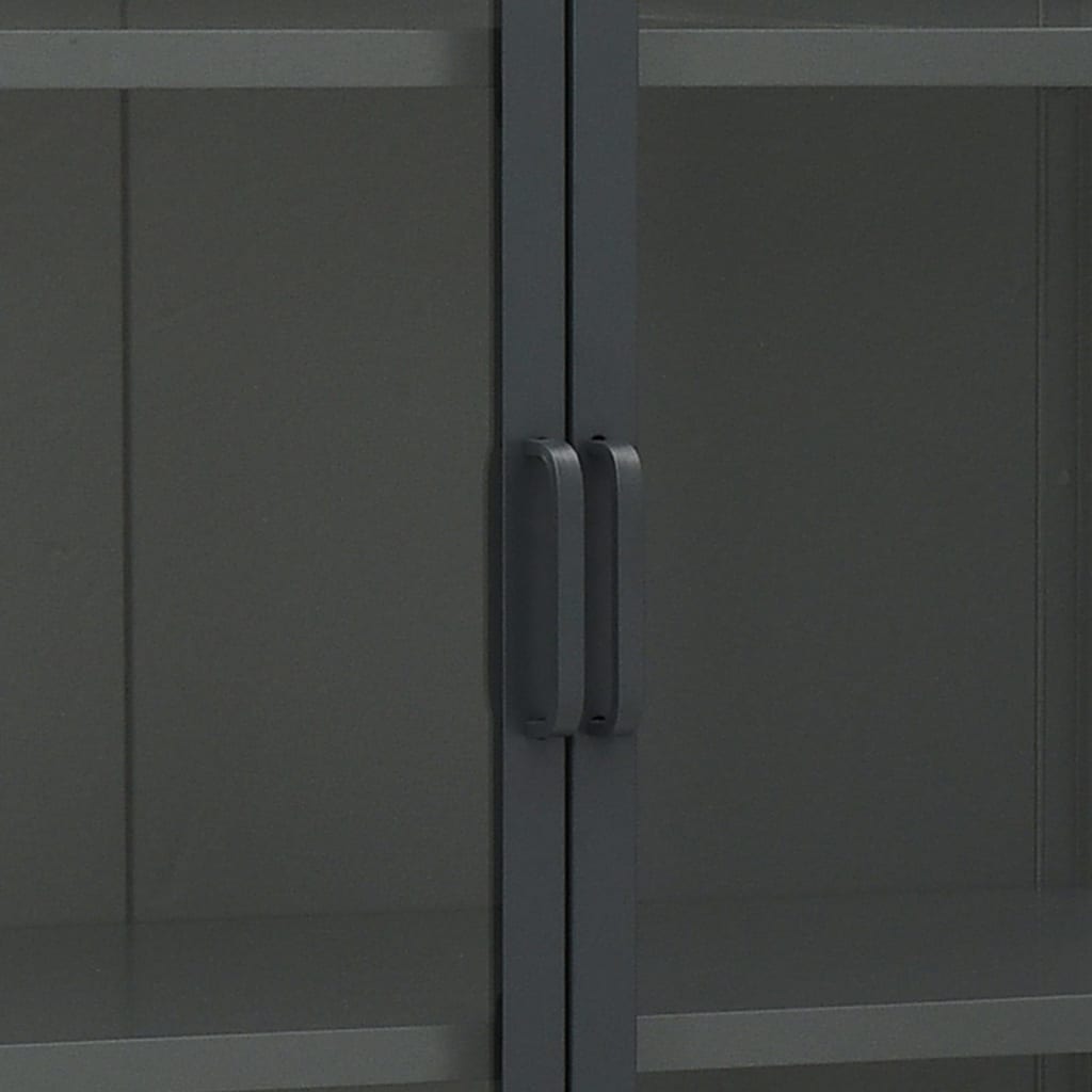 Highboard Schwarz 80x35x135 cm Stahl und Gehärtetes Glas