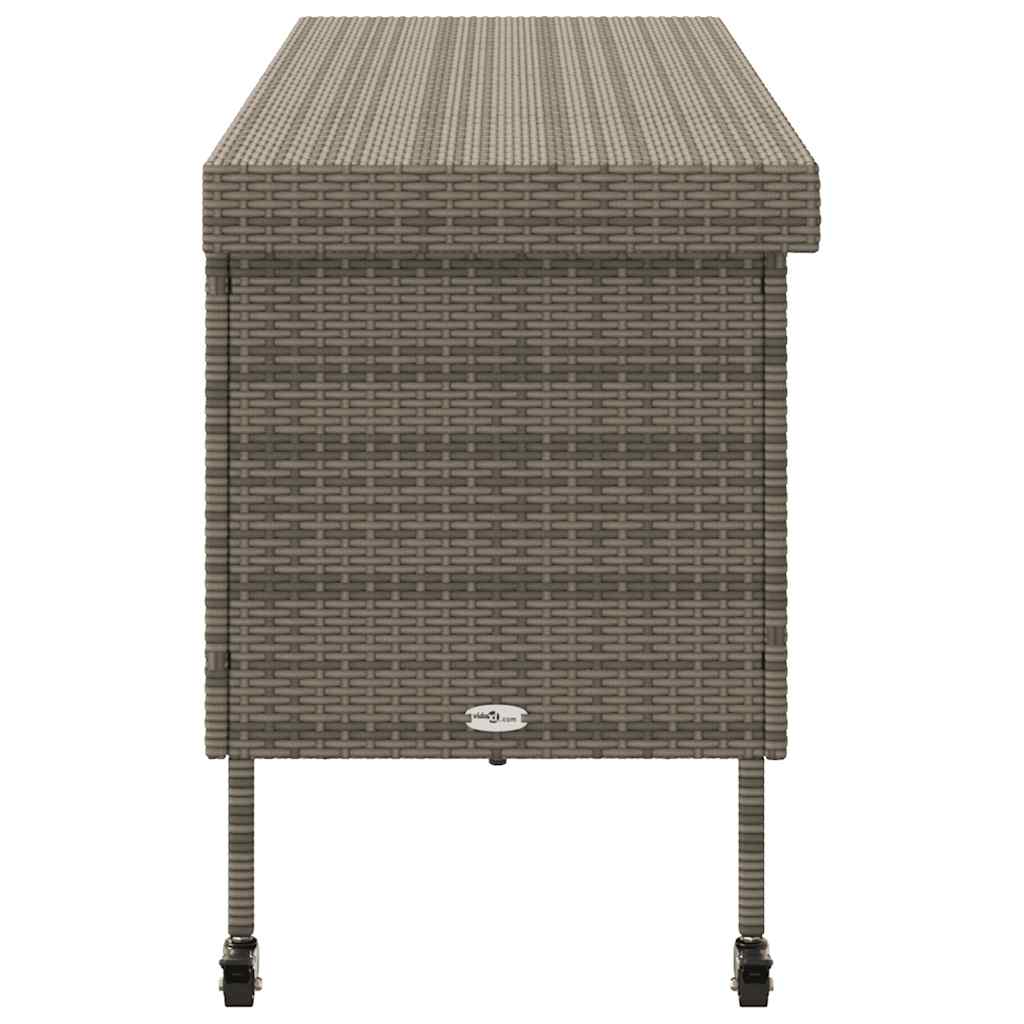 Gartentruhe mit Rollen Schwarz 110x55x73 cm Poly Rattan