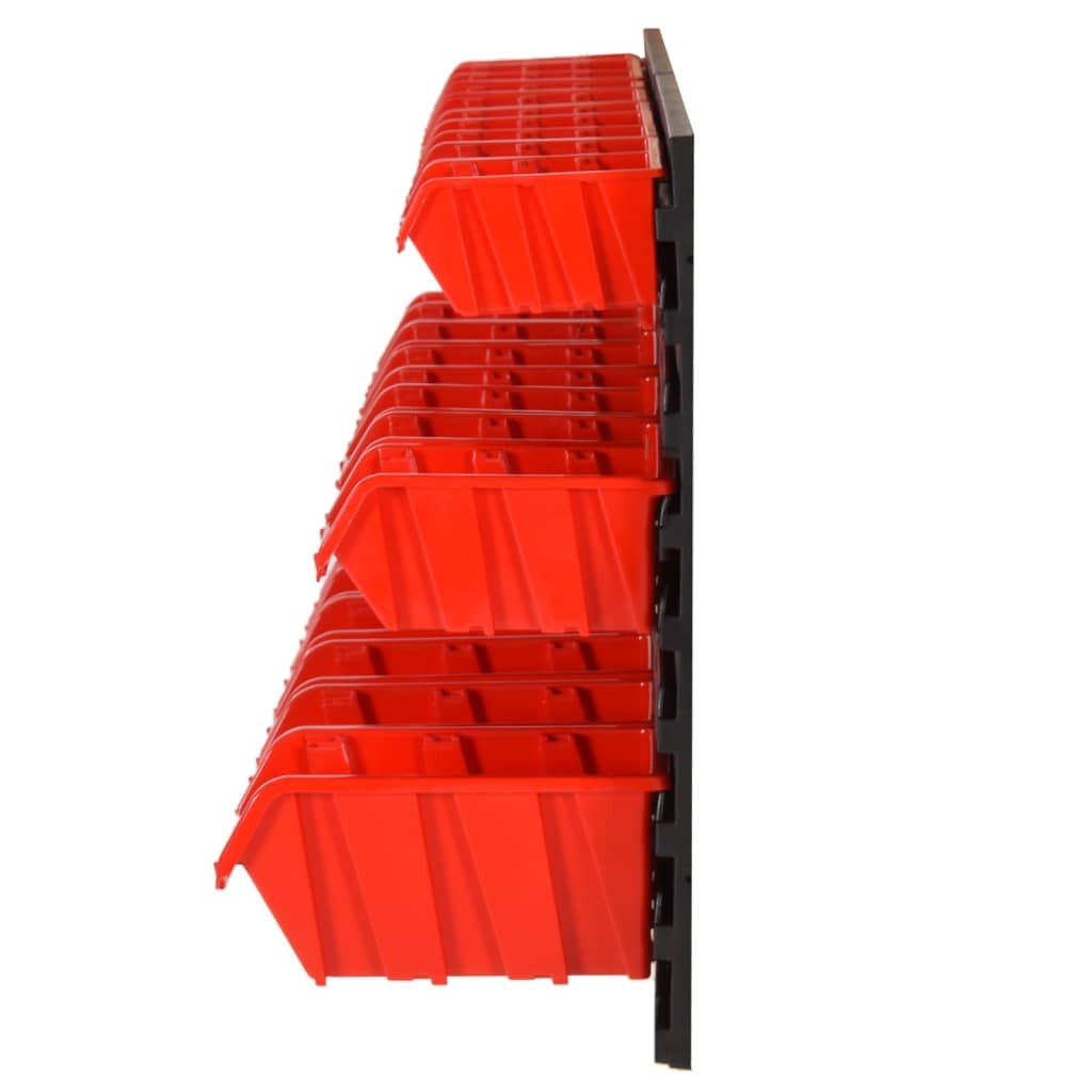 30-tlg Stapelboxen-Wandregal Rot & Schwarz 77x39cm Polypropylen