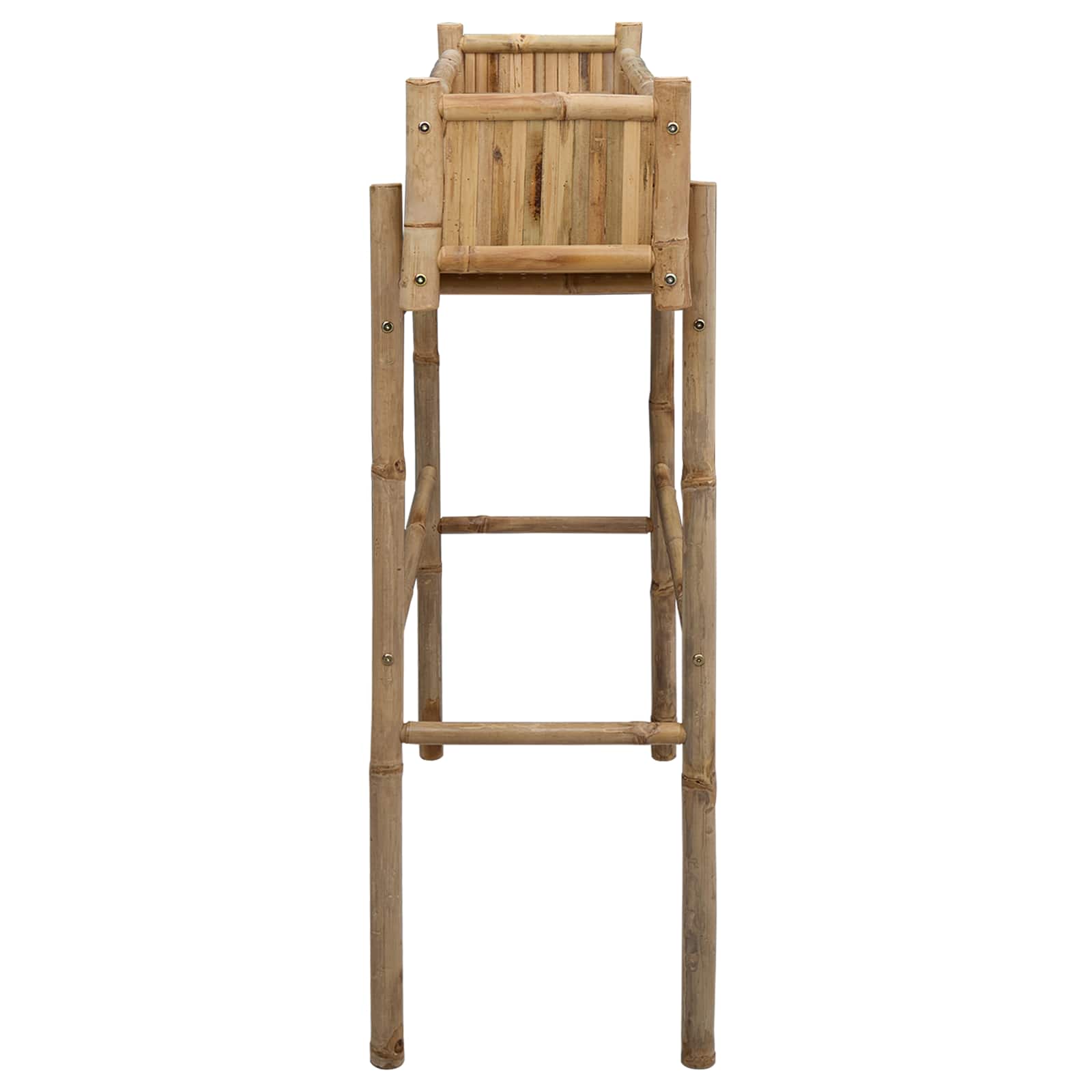 Gartenpflanzer mit Halter Natur 100 x 38 x 74 cm Bambus