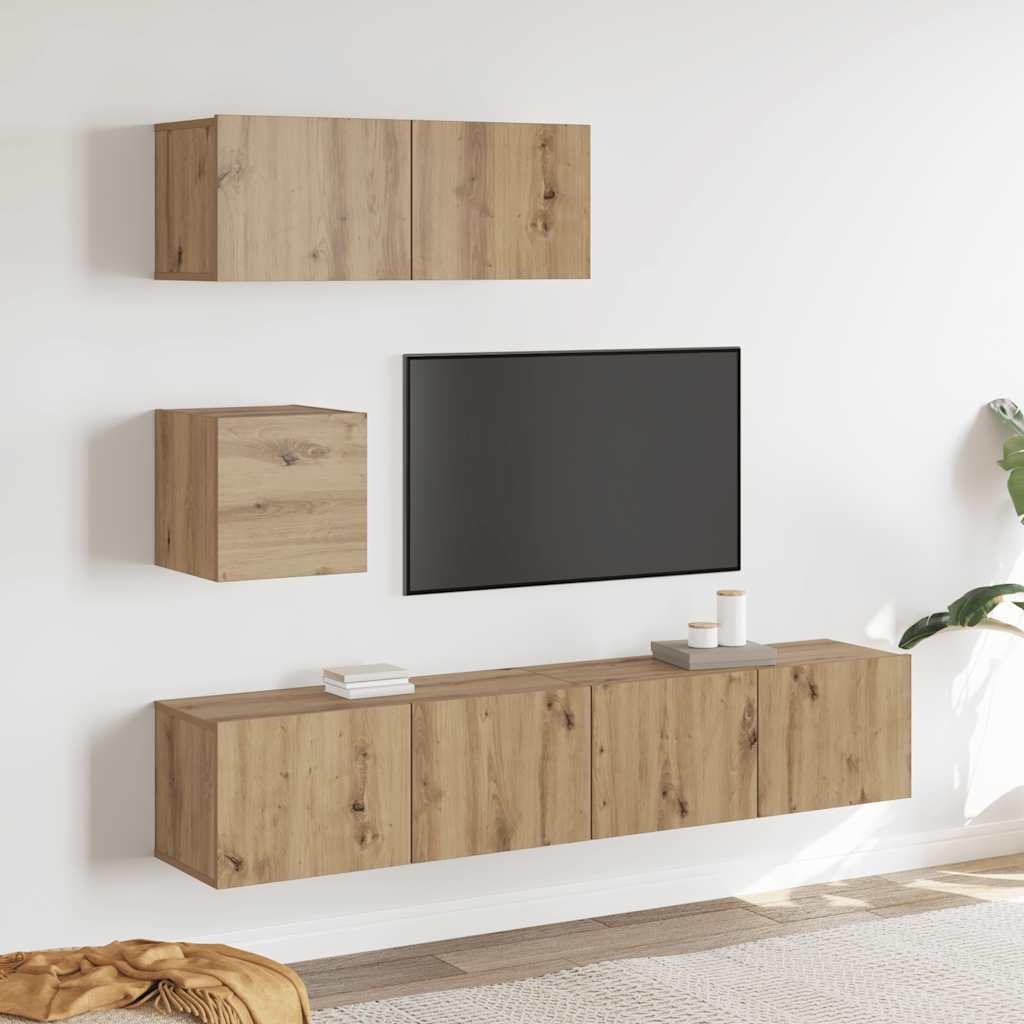 4-tlg. TV-Schrank-Set Sonoma-Eiche Holzwerkstoff