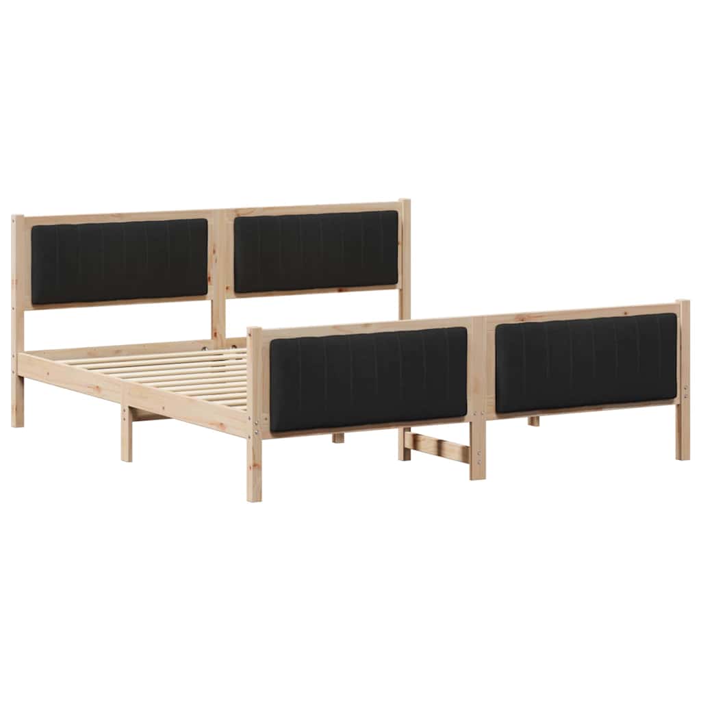 Bettgestell Braun und hellgrau 200 x 200 cm Massivholz Kiefer