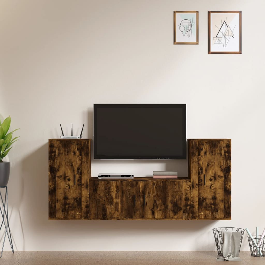 3-tlg. TV-Schrank-Set Weiß Holzwerkstoff